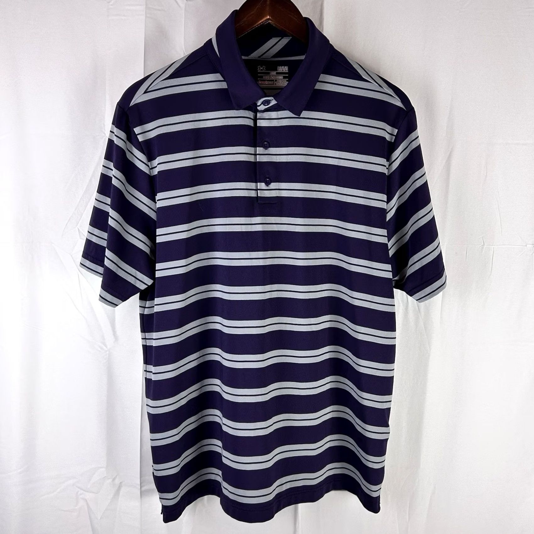 Under Armour Under Armour HeatGear Polo Shirt Purple Silver Striped Mens Large Loose Size US L / EU 52-54 / 3 - 2 Thumbnail