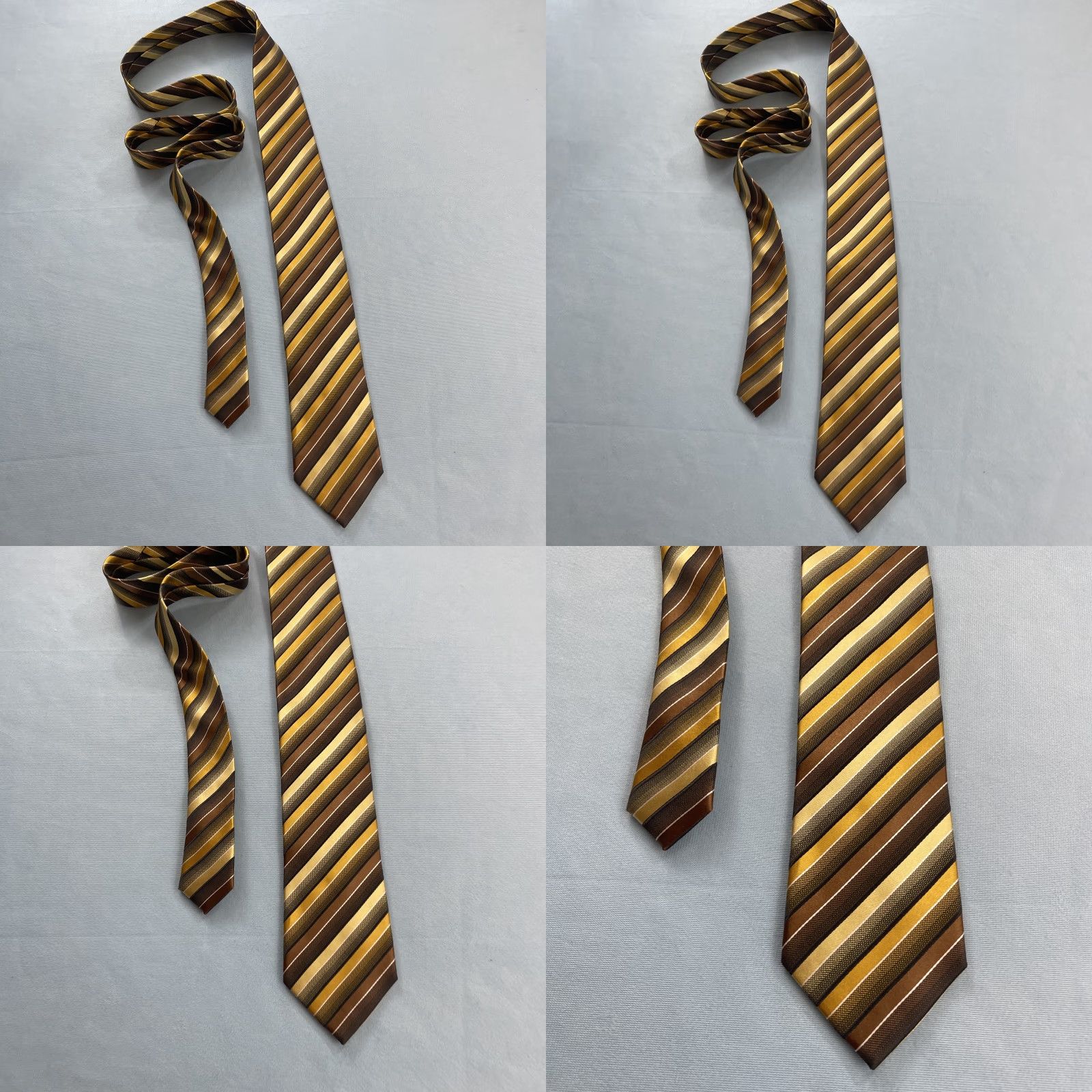 Alfani VINTAGE Alfani Tie Stripe Silk Western Repp 3x59 Brown Yellow Gold Mens Tie Size ONE SIZE - 10 Thumbnail