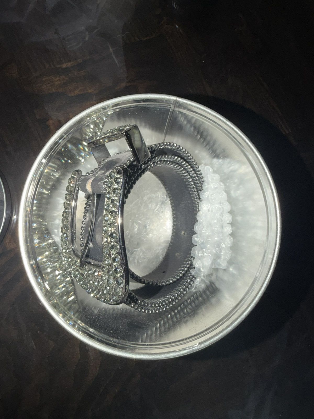 B.B. Simon 2 b.b.simon belts: Black/Silver+Crystal Silver sz 38&36 Size 36 - 9 Thumbnail