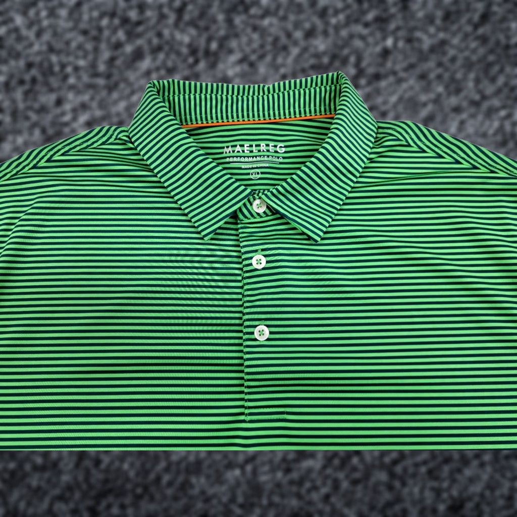 Vintage Maelreg Mens Performance Short Sleeve Polo Shirt Green/Blue Striped XL Polo Shirt Mens Regular Slim? Size US XL / EU 56 / 4 - 1 Thumbnail