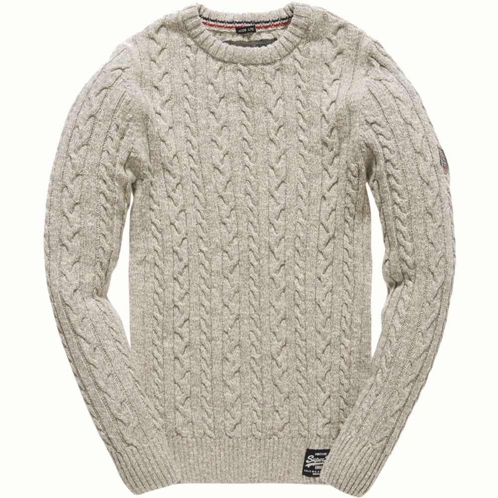 Superdry SuperDry Mens Beige Jacob Lite Cable Knit Crew Neck Sweater Size US M / EU 48-50 / 2 - 2 Thumbnail