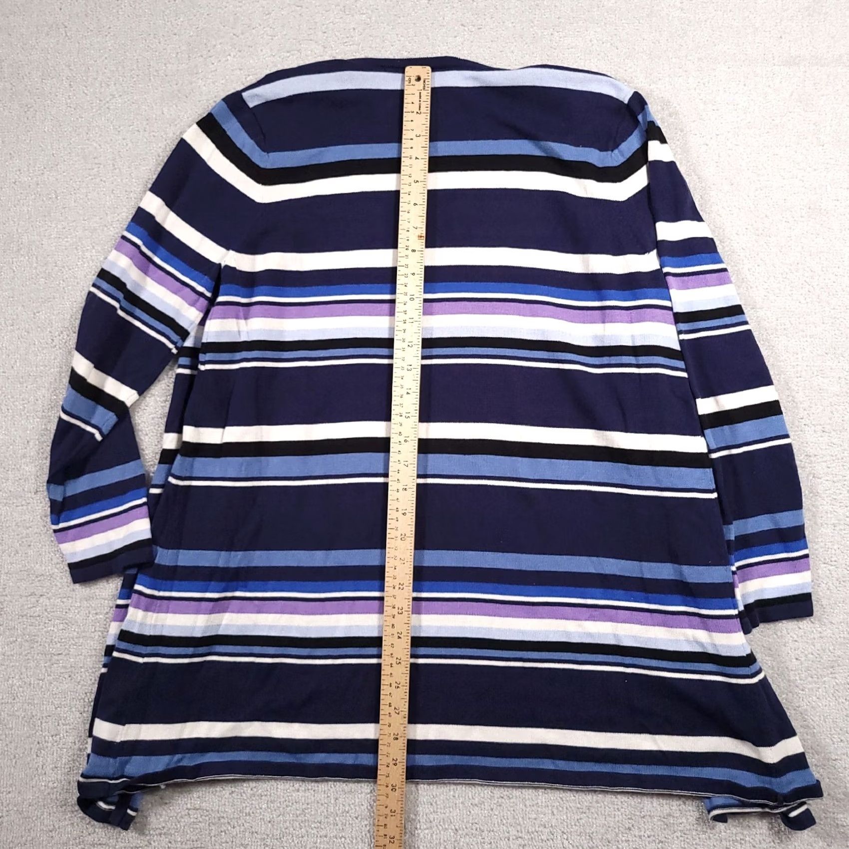 Blair Blair Cardigan Sweater Open Front Women Large Blue Stripe Long Sleeve Heavy Knit Regular Sleeve Size L / US 10 / IT 46 - 5 Thumbnail