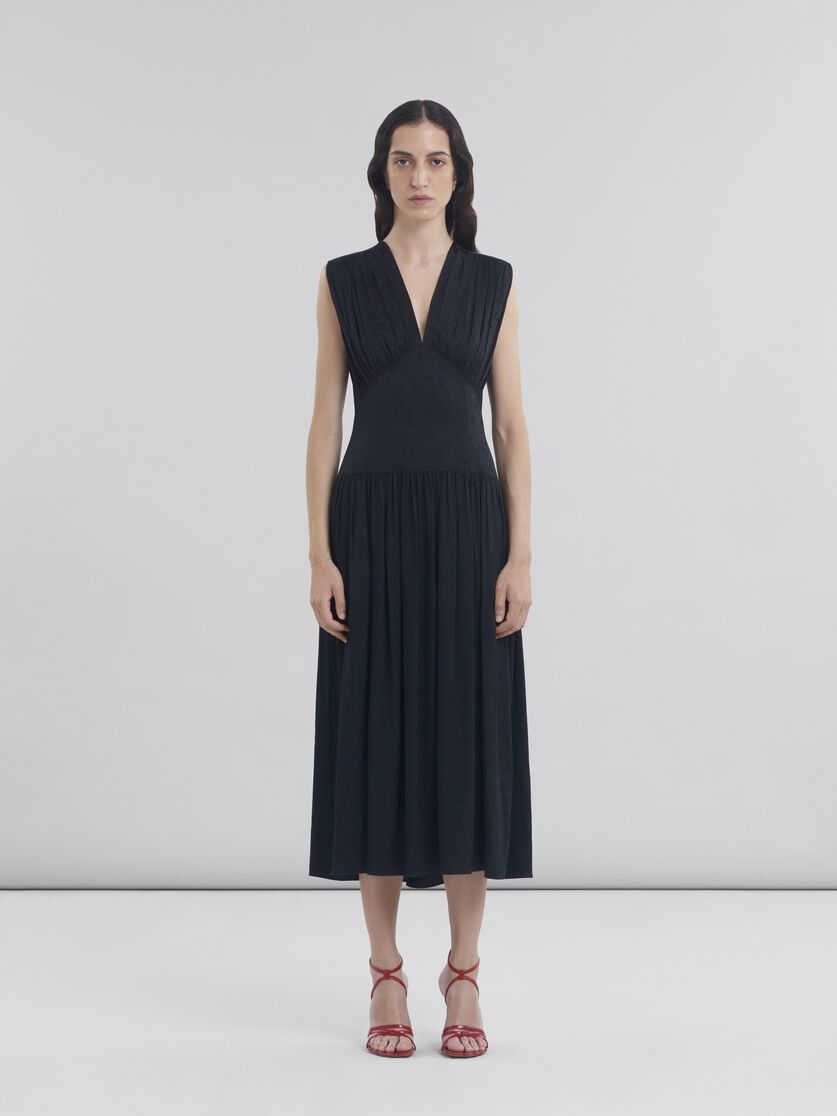 Marni o1f1d3z0326 Jacquard Midi Dress in Black Size L / US 10 / IT 46 - 2 Thumbnail