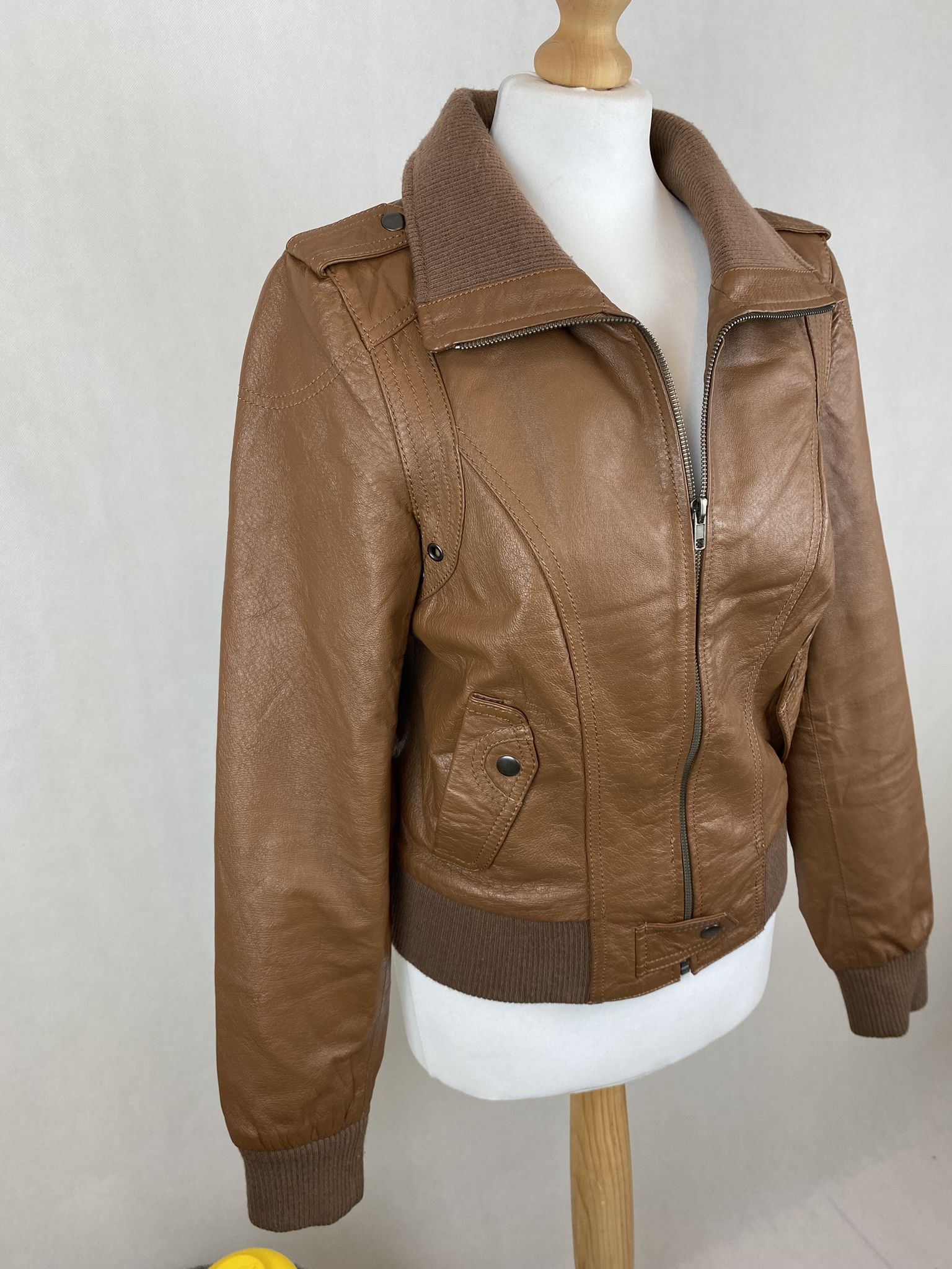 Genuine Leather × Vintage real leather jacket vintage vera pelle big collar zip Size M / US 6-8 / IT 42-44 - 6 Thumbnail
