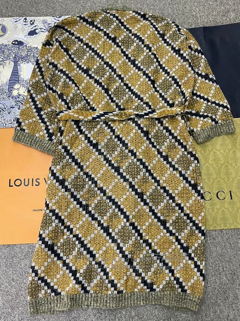 Loewe Loewe Yellow color-block long knit cardigan Size L / US 10 / IT 46 - 2 Thumbnail