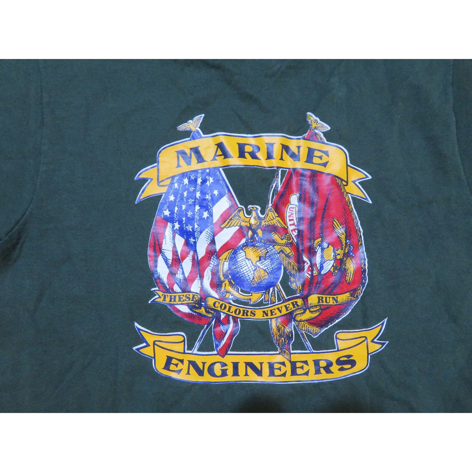 Fruit Of The Loom 90s Marine Corps Engineers T-Shirt Forest Green Sz M Size US M / EU 48-50 / 2 - 4 Thumbnail