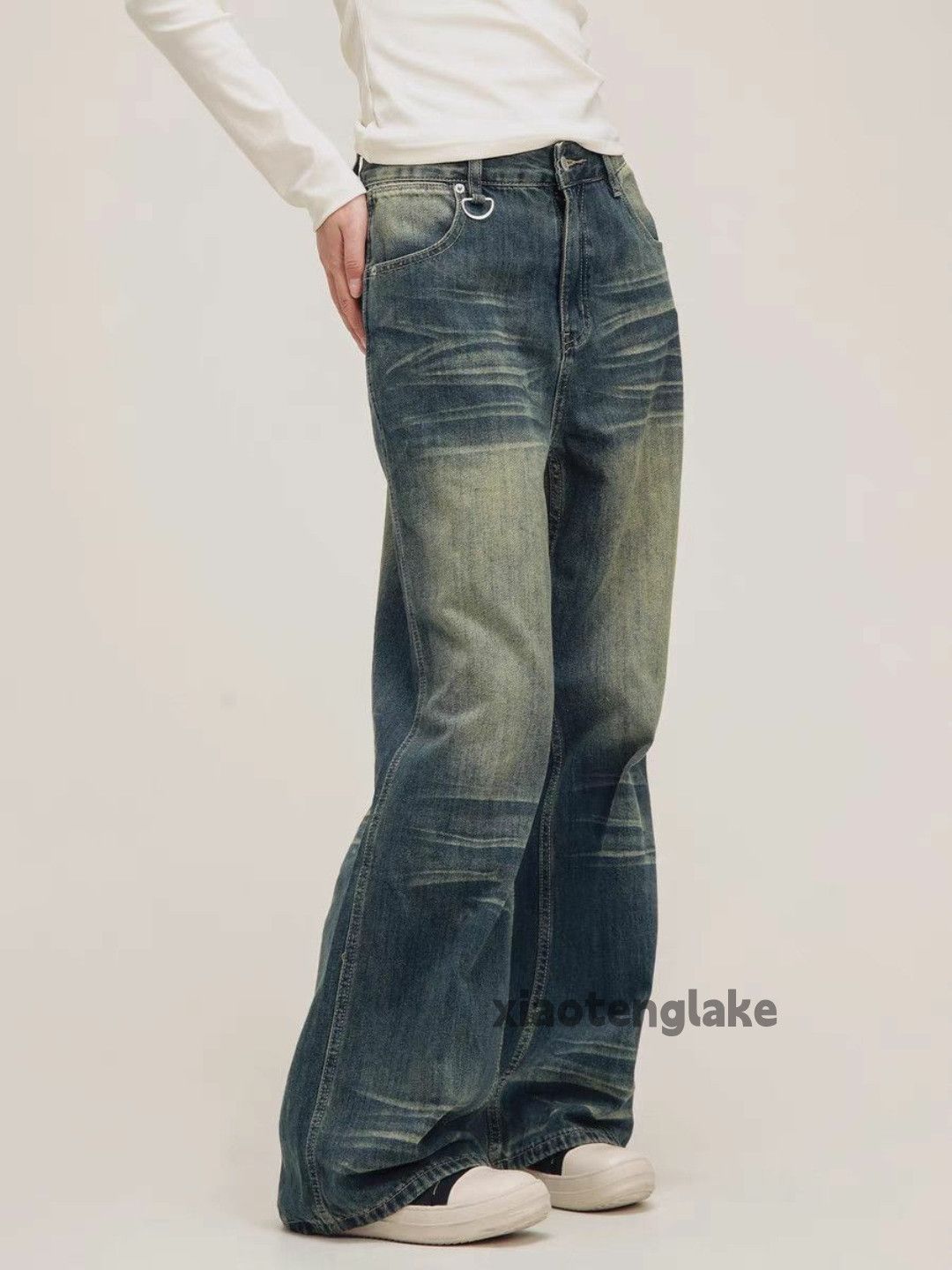 Jean × Vintage washed faded punk grunge bootcut flared jeans Size US 32 / EU 48 - 2 Thumbnail