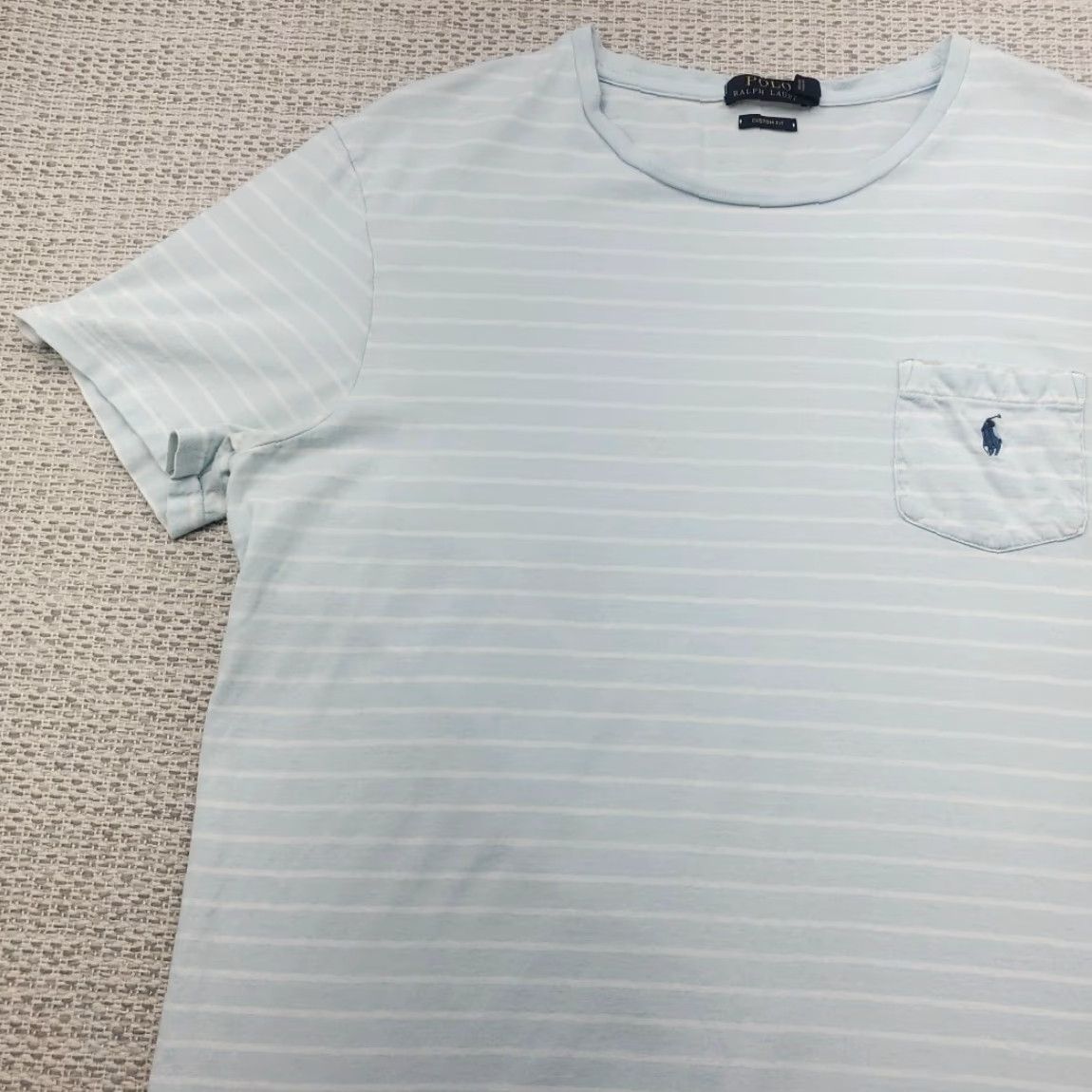 Ralph Lauren Polo Ralph Lauren Custom Fit T-Shirt Multicolor Striped Slim XL Mens Crew Neck Short Sleeve Light Blue Size US XL / EU 56 / 4 - 3 Thumbnail