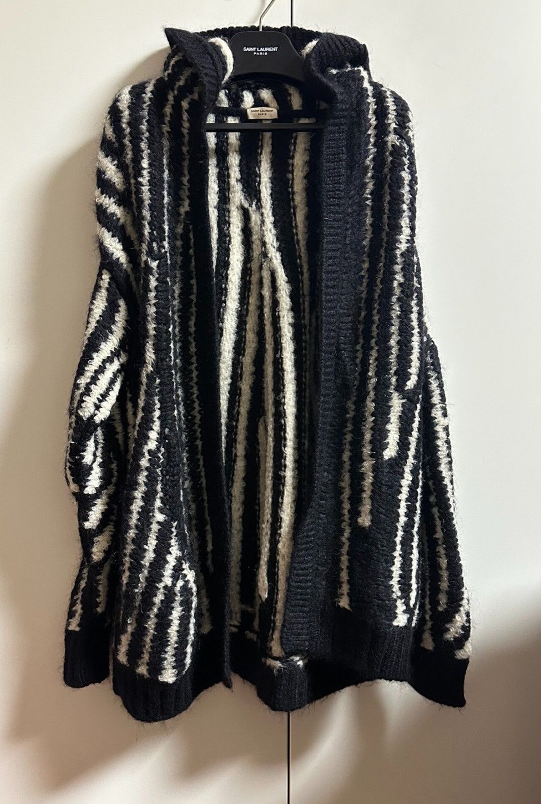 Saint Laurent Paris Saint Laurent Black & White Striped Hooded Cardigan Knit Size US S / EU 44-46 / 1 - 1 Thumbnail