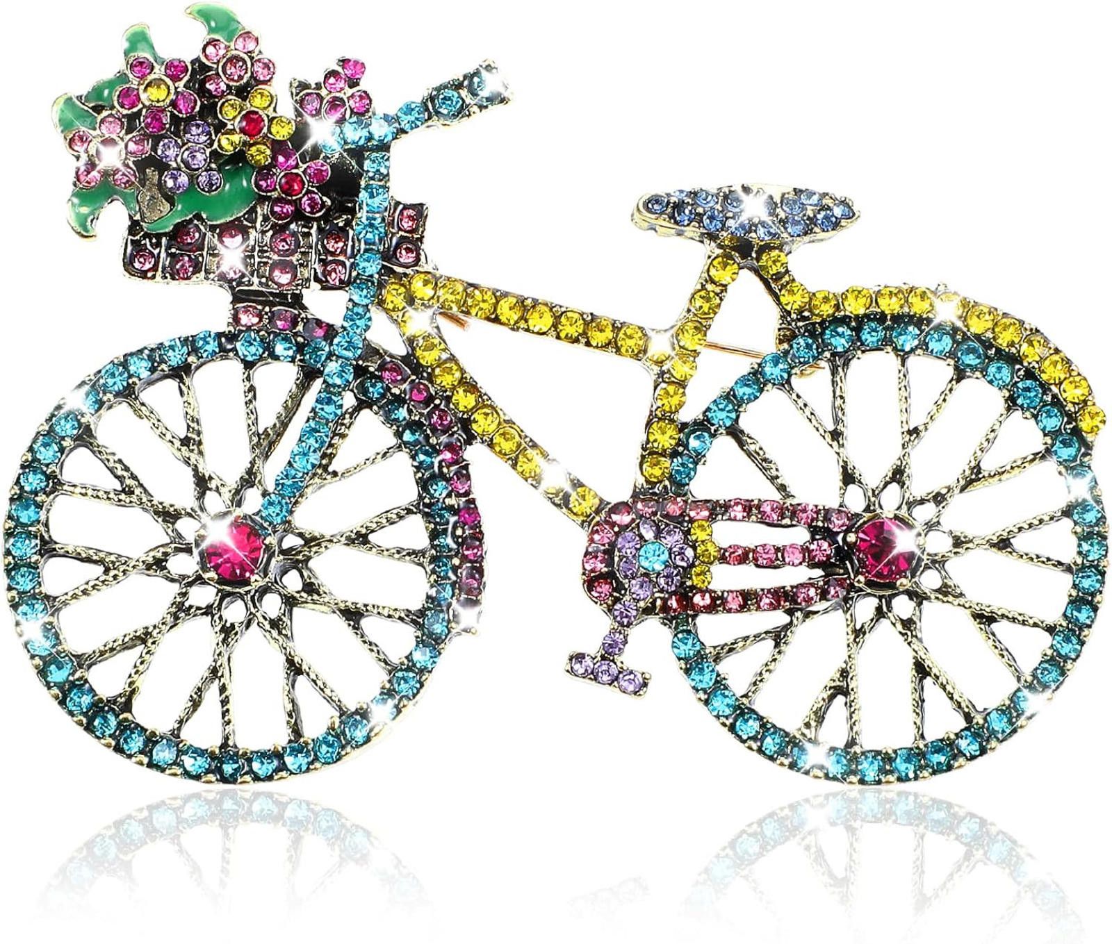 Designer Bike Bicycle Brooch Pin Crystal Rhinestone Creative Retro Size ONE SIZE - 9 Thumbnail