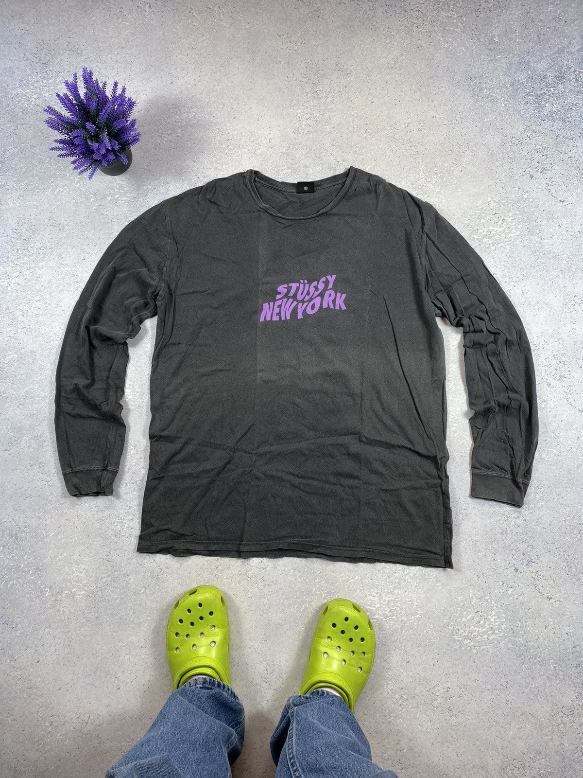 Stussy Stussy men’s black Longsleeve T-shirt with Big Logo Size US XL / EU 56 / 4 - 2 Thumbnail