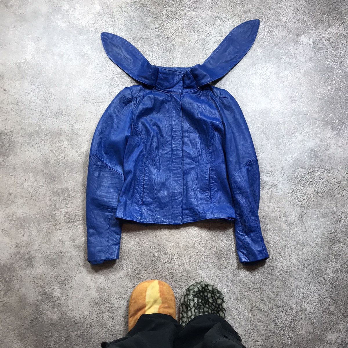 Genuine Leather Vintage Y2K Blue Bunny Ears Jacket Streetwear Grunge Baggy S Size S / US 4 / IT 40 - 1 Thumbnail
