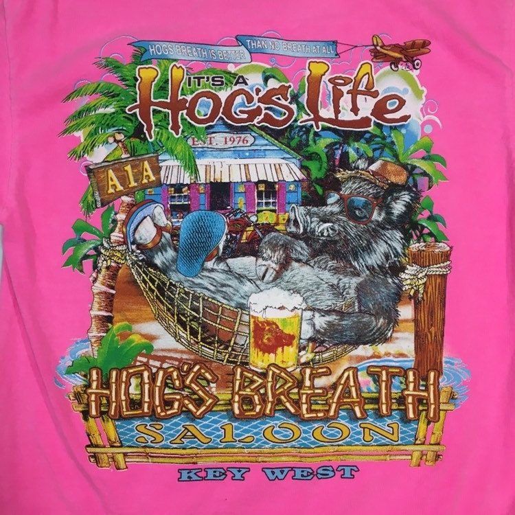 Comfort Colors Vtg Comfort Colors NEON Hot Pink HOG'S Breath Saloon Shirt Size US M / EU 48-50 / 2 - 1 Thumbnail