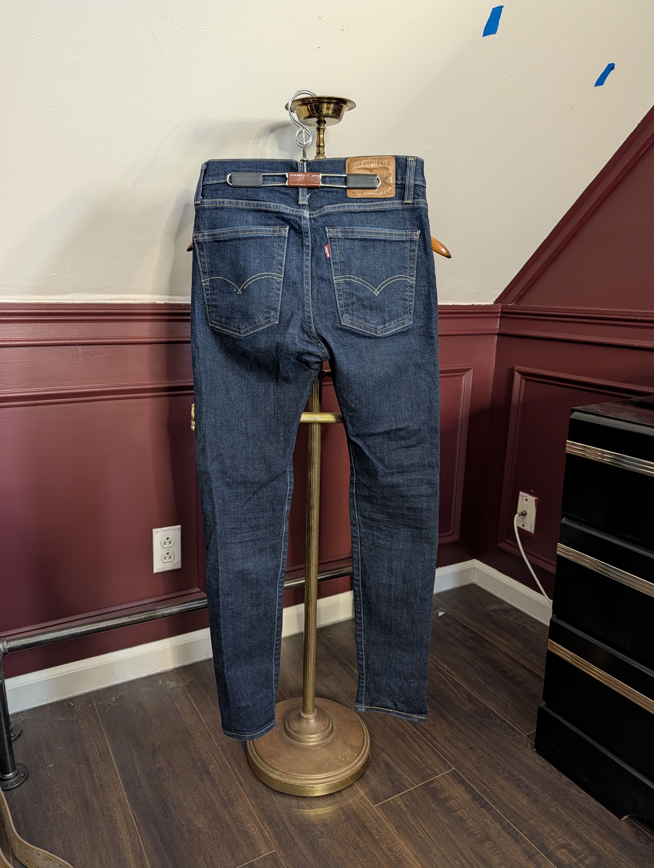 Levi's Big E leather patch 510 indigo Egyptian denim jeans Size US 29 - 5 Thumbnail