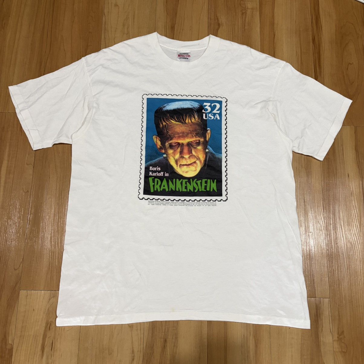 Vintage Vintage 90s Frankenstein classic monsters stamps t-shirt Size US XL / EU 56 / 4 - 1 Thumbnail