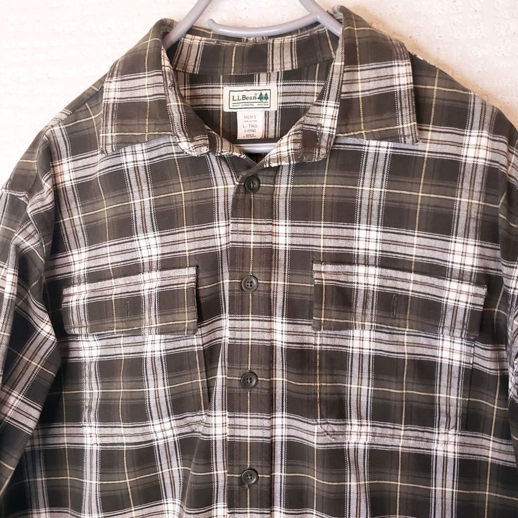 Vintage VINTAGE L.L. Bean Shirt Men LT Large Tall Button-Up Twill White Green Tartan Plaid 90s Shirt Mens Size US L / EU 52-54 / 3 - 3 Thumbnail