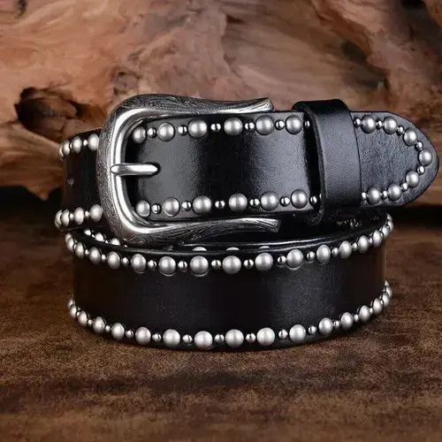 Other Luxury Design Rivet Leather Belt Size ONE SIZE - 2 Thumbnail