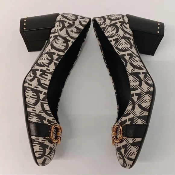 Salvatore Ferragamo Ferragamo Monochrome Canvas Garda Gancini Pumps- Size 6 Size US 6 / IT 36 - 5 Thumbnail
