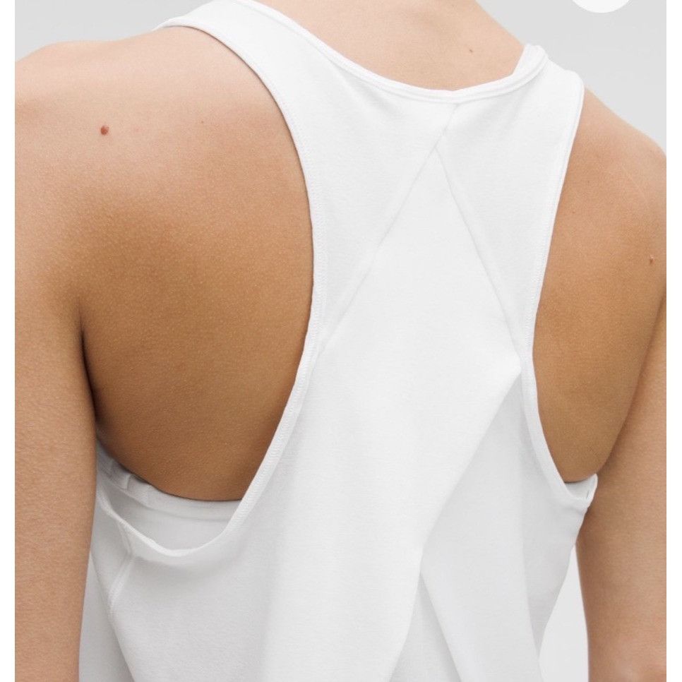 Lululemon 𝓛𝓾𝓵𝓾𝓵𝓮𝓶𝓸𝓷 White Open-Back Racerback Tank Top Womens Size S / US 4 / IT 40 - 3 Thumbnail