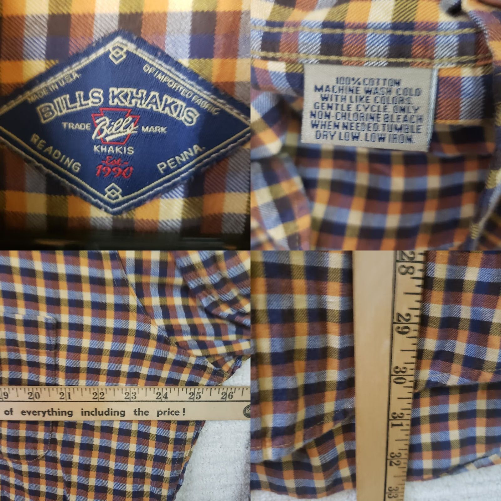 Bills Khakis Bill Khakis Men's Button-Up Shirt Long Sleeve Plaid Multicolor USA Made Flannel L Size US L / EU 52-54 / 3 - 9 Thumbnail