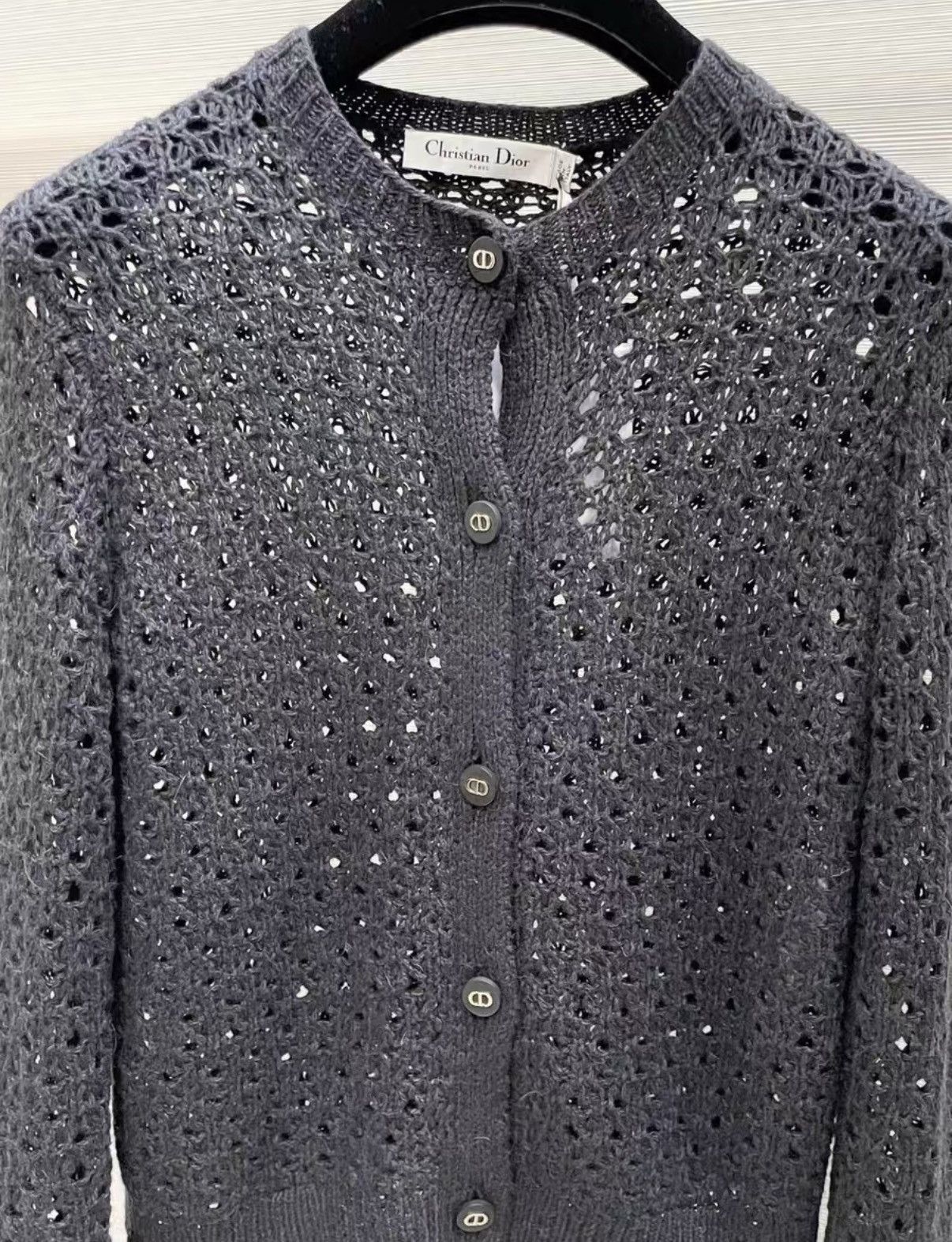 Dior Dior Size 38 Classic Black Cutout Wool Blend Knit J33 Size S / US 4 / IT 40 - 2 Thumbnail
