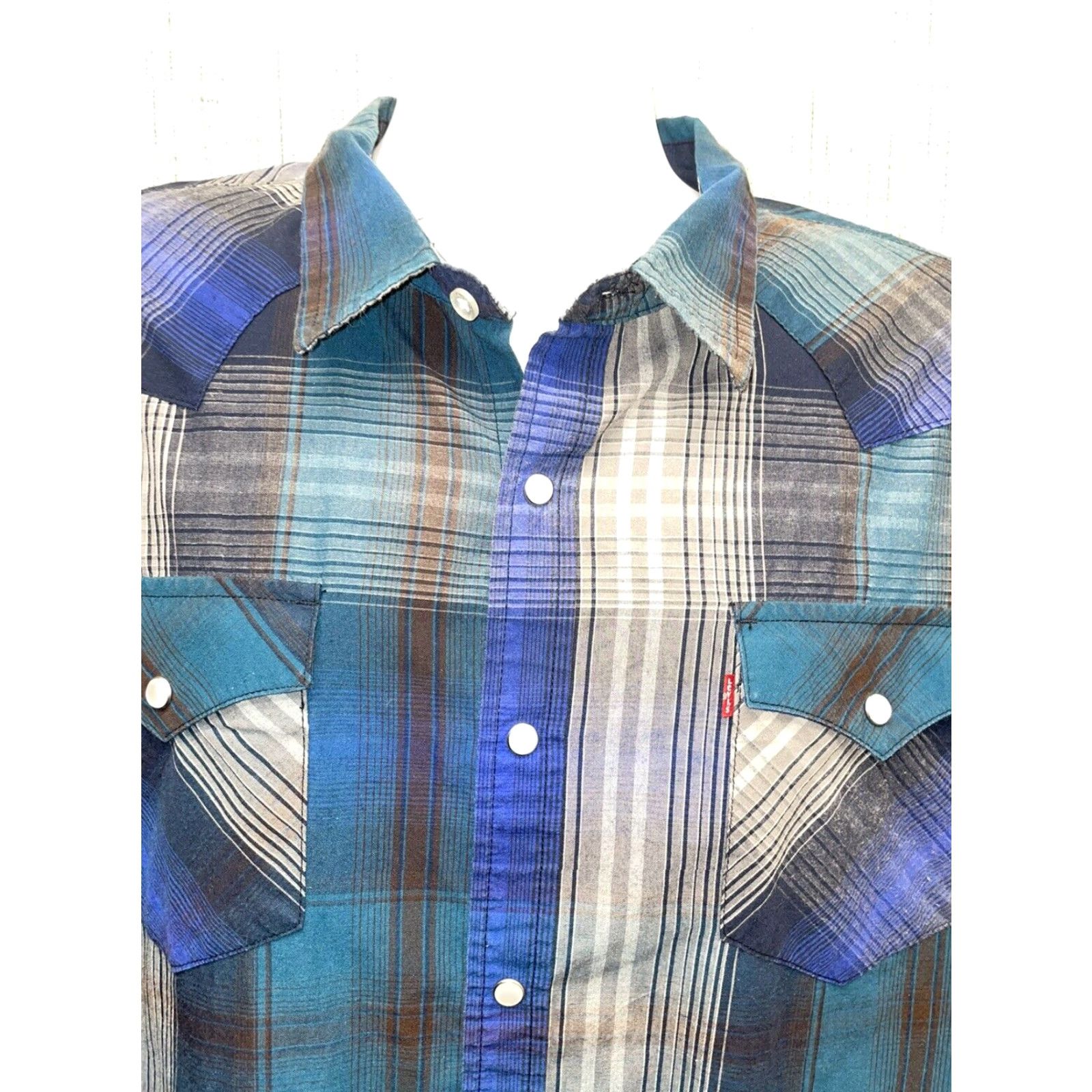 Levi's VINTAGE Levi's Men's Long Sleeve Plaid Button-Down Shirt XL Blue Size US XL / EU 56 / 4 - 2 Thumbnail