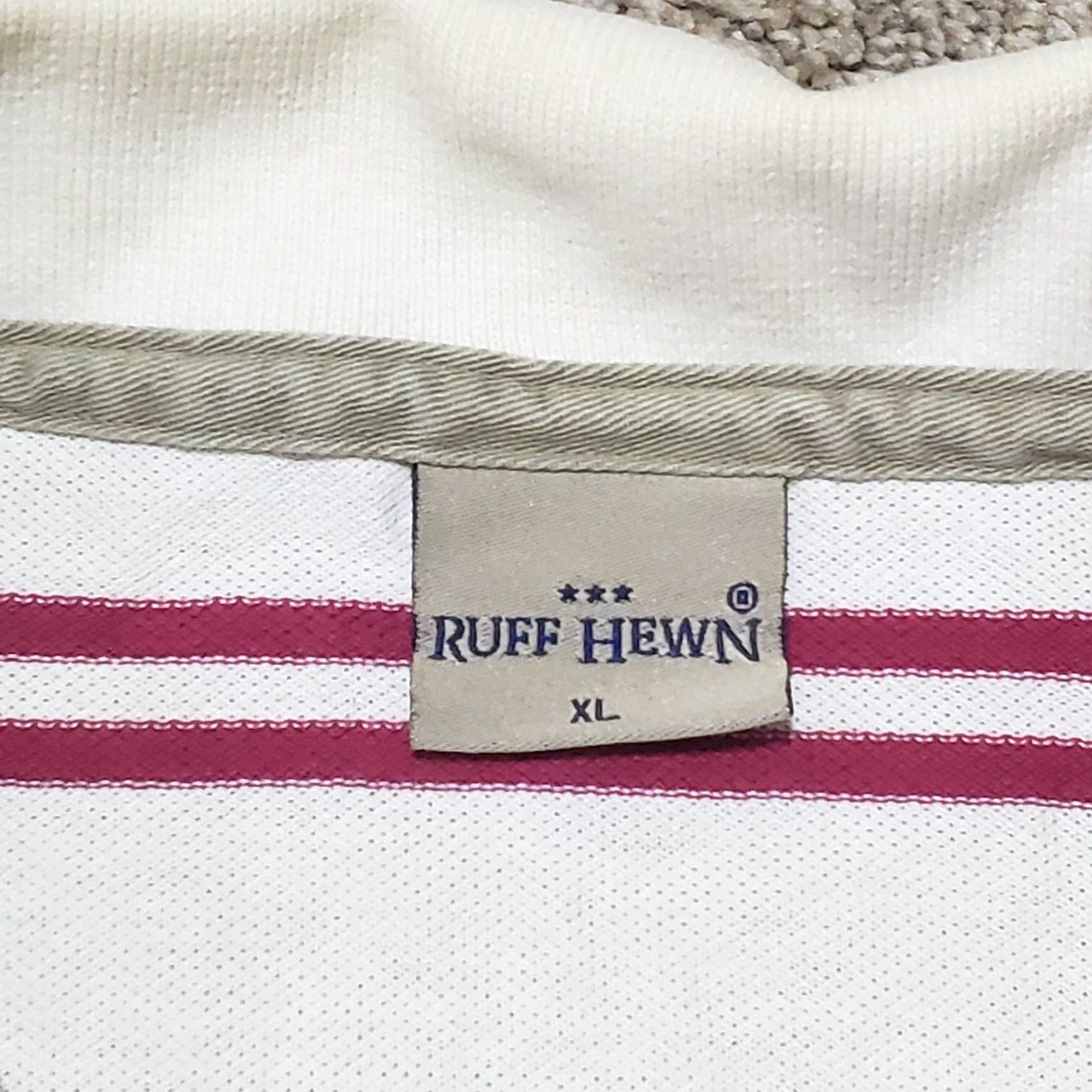 Vintage Ruff Hewn White Red Striped Polo Shirt Short Sleeve Button Collared Size US XL / EU 56 / 4 - 3 Thumbnail