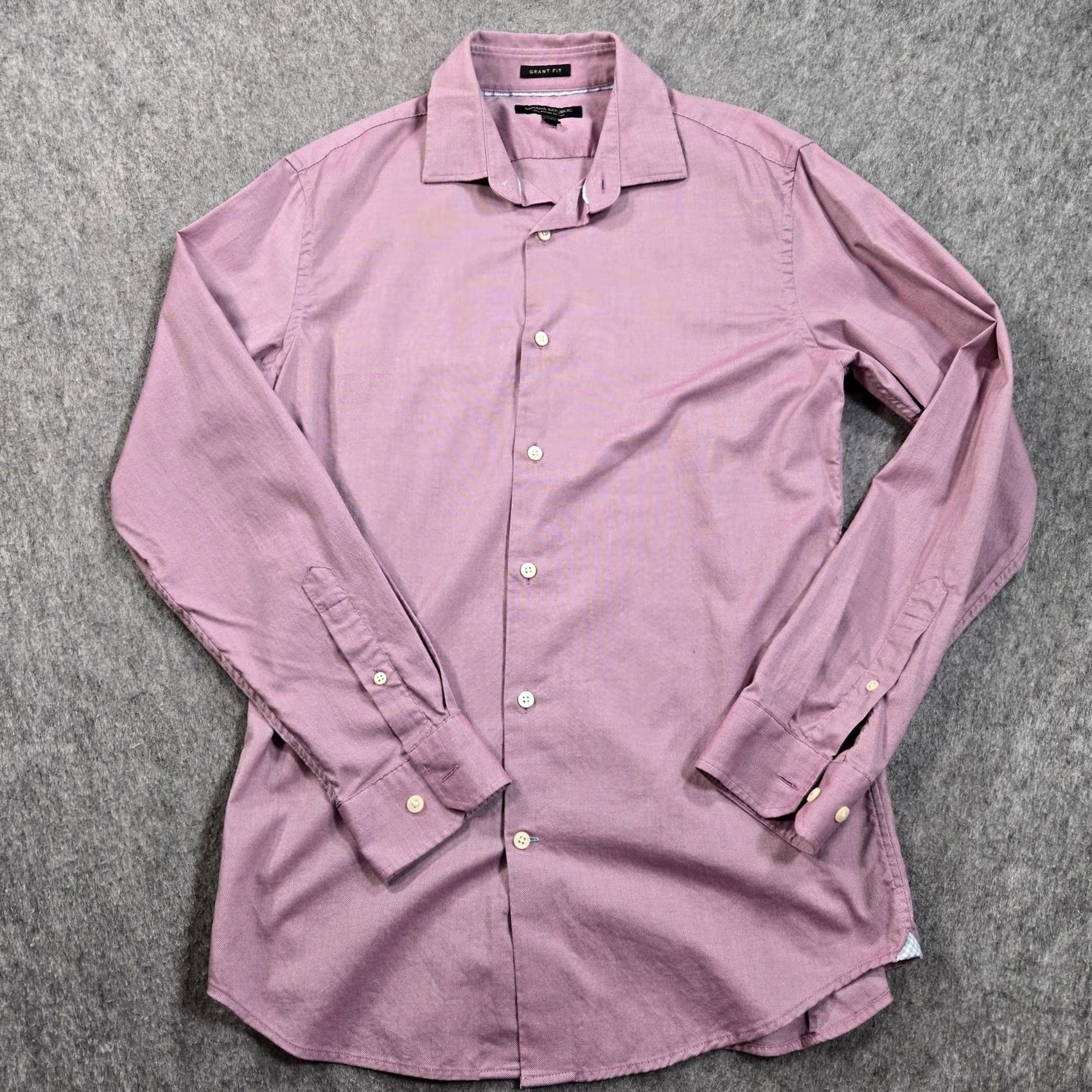 Banana Republic Banana Republic Dress Shirt Mens Medium Purple Solid Grant Fit Supima Cotton LS Size 40R - 3 Thumbnail