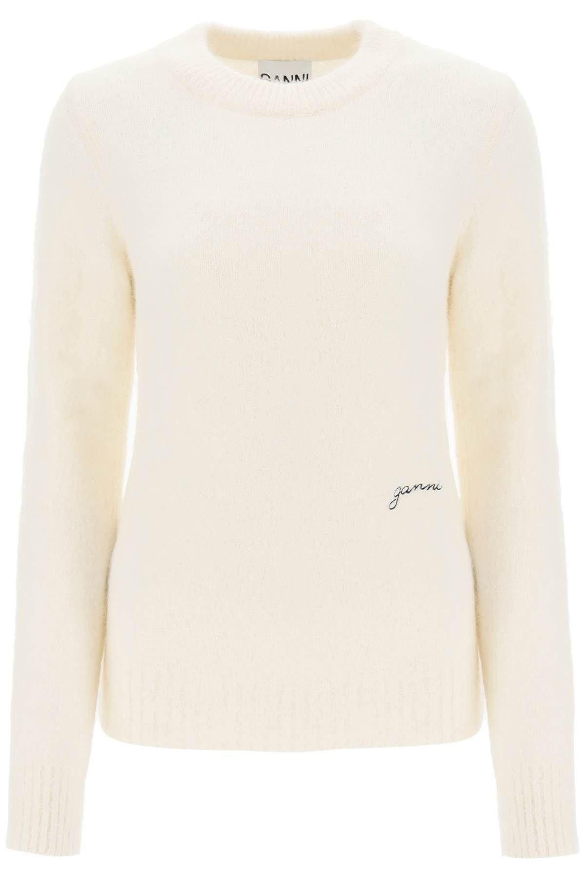 image of Ganni Sweater In Brushed Alpaca Blend Size Xs For Women in White