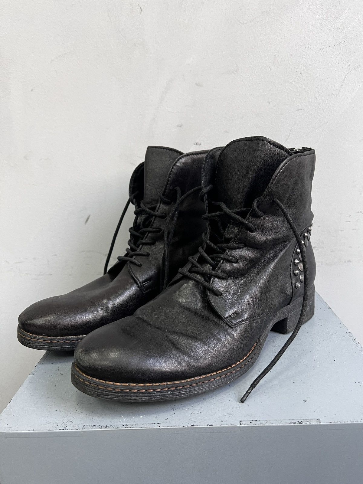 Hedi Slimane Lace-up black leather boots rock A.S 98 vintage style Size US 8 / EU 41 - 6 Thumbnail
