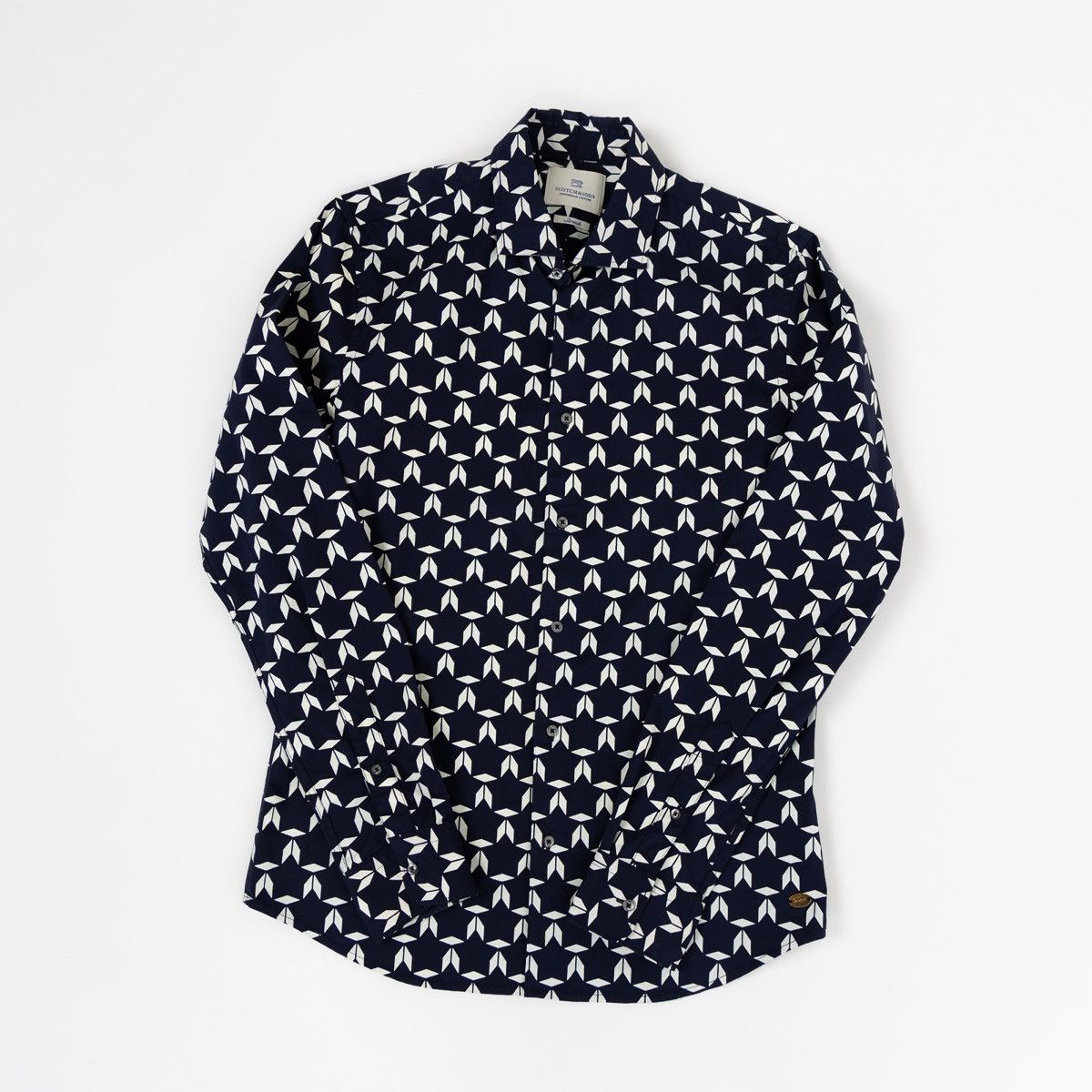 Scotch & Soda Scotch & Soda Mens Navy Geometric Print Shirt LS Button Up Size US L / EU 52-54 / 3 - 3 Thumbnail