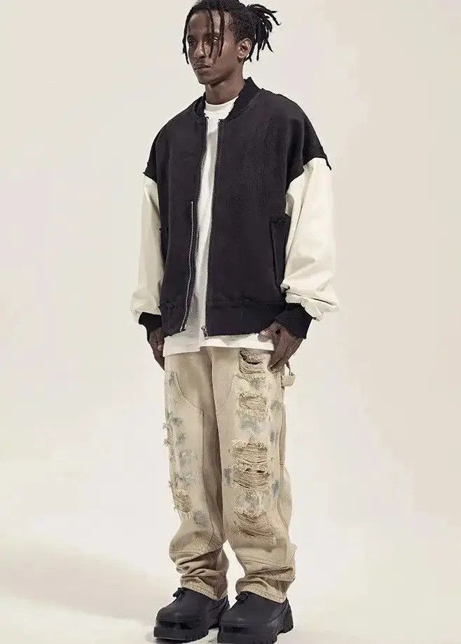 Japanese Brand Beige Paint Splatter Distressed Denim Jeans y2k Size US 30 / EU 46 - 4 Thumbnail