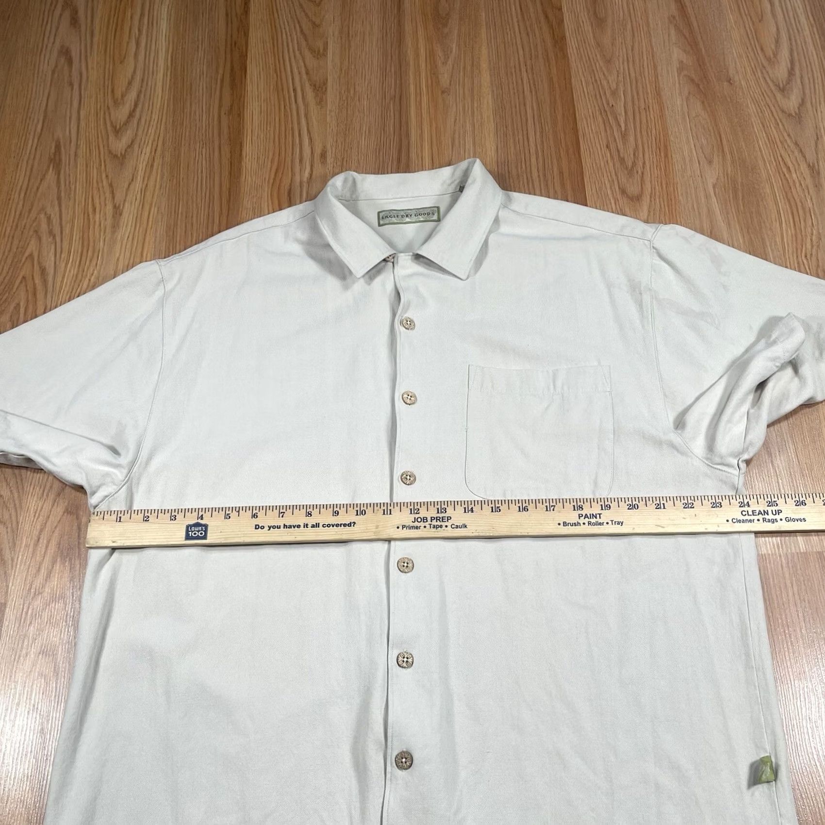 Vintage Eagle Dry Goods Shirt Men XL Extra Large 100% Silk Beige Button Up Short Sleeve Shirt Size US XL / EU 56 / 4 - 6 Thumbnail