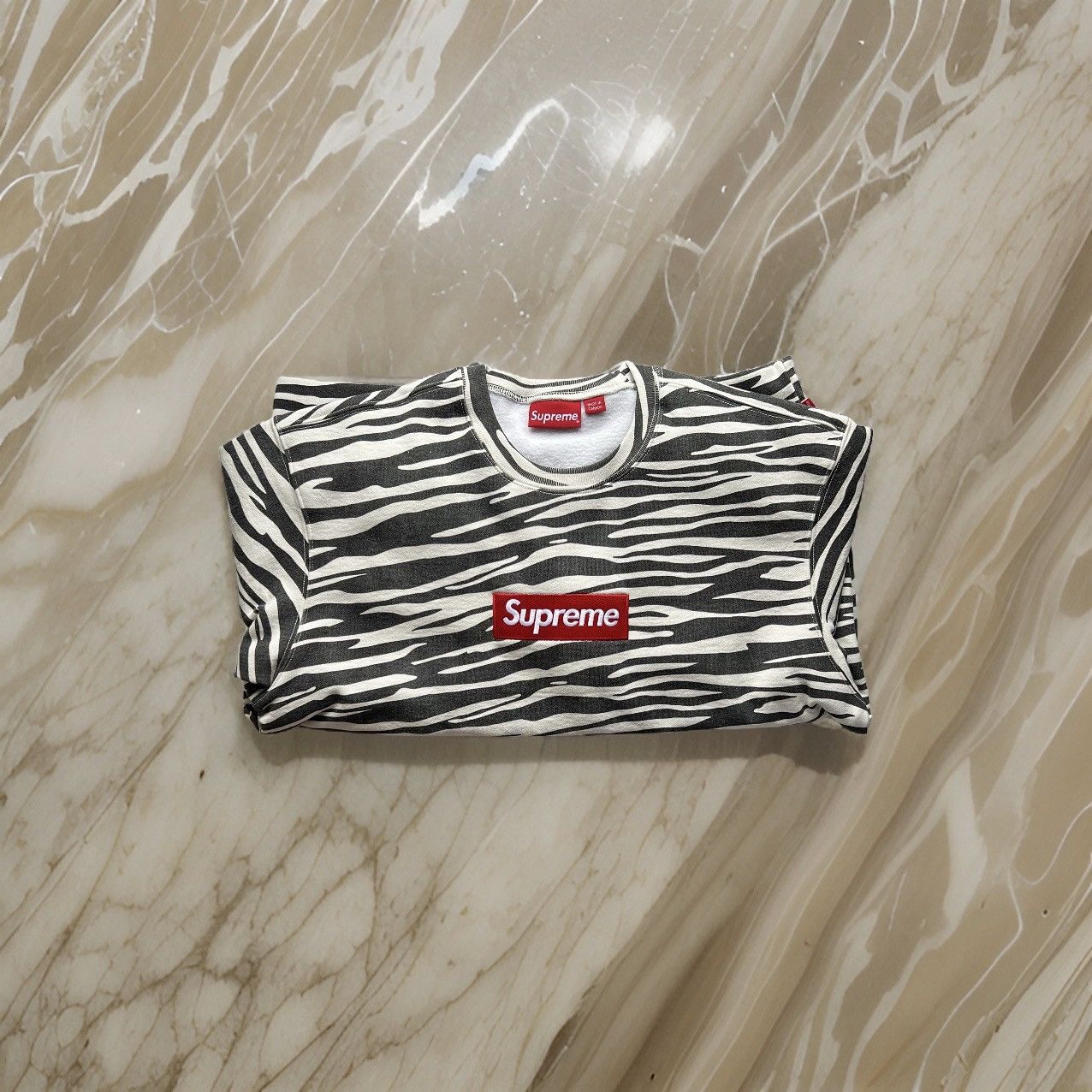 Supreme Supreme FW22 Box Logo Crewneck Sweater 'Zebra' | Grailed