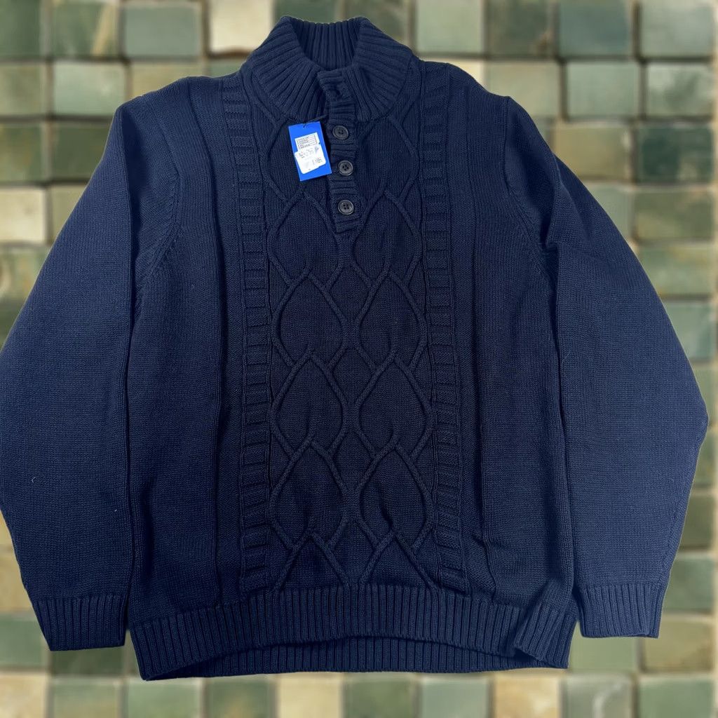 Vintage Gioberti Sweater Mens Large Black Shawl Collar Cable Knit Button Pullover Size US L / EU 52-54 / 3 - 1 Thumbnail