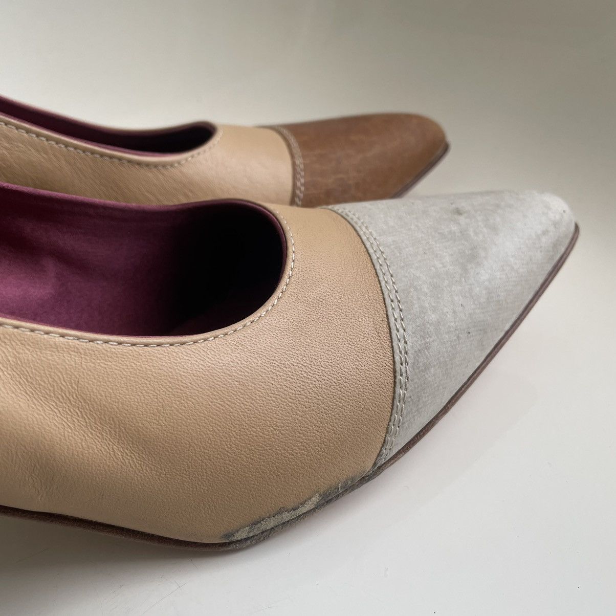 MM6 MM6 Maison Margiela Inside Out beige and brown pumps Size US 8 / IT 38 - 6 Thumbnail