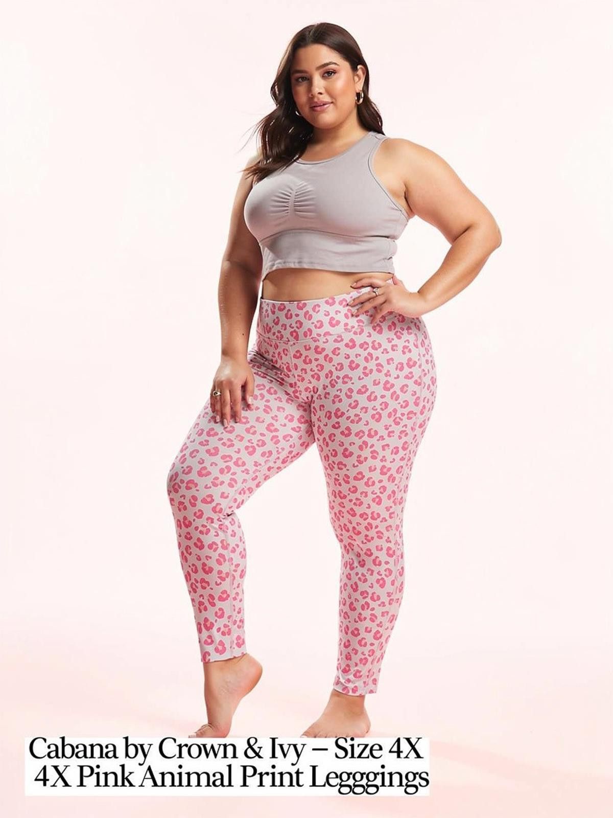 Other Cabana by Crown & Ivy Pink Animal Print Leggings Size 4X Size 42" / US 20 - 2 Thumbnail
