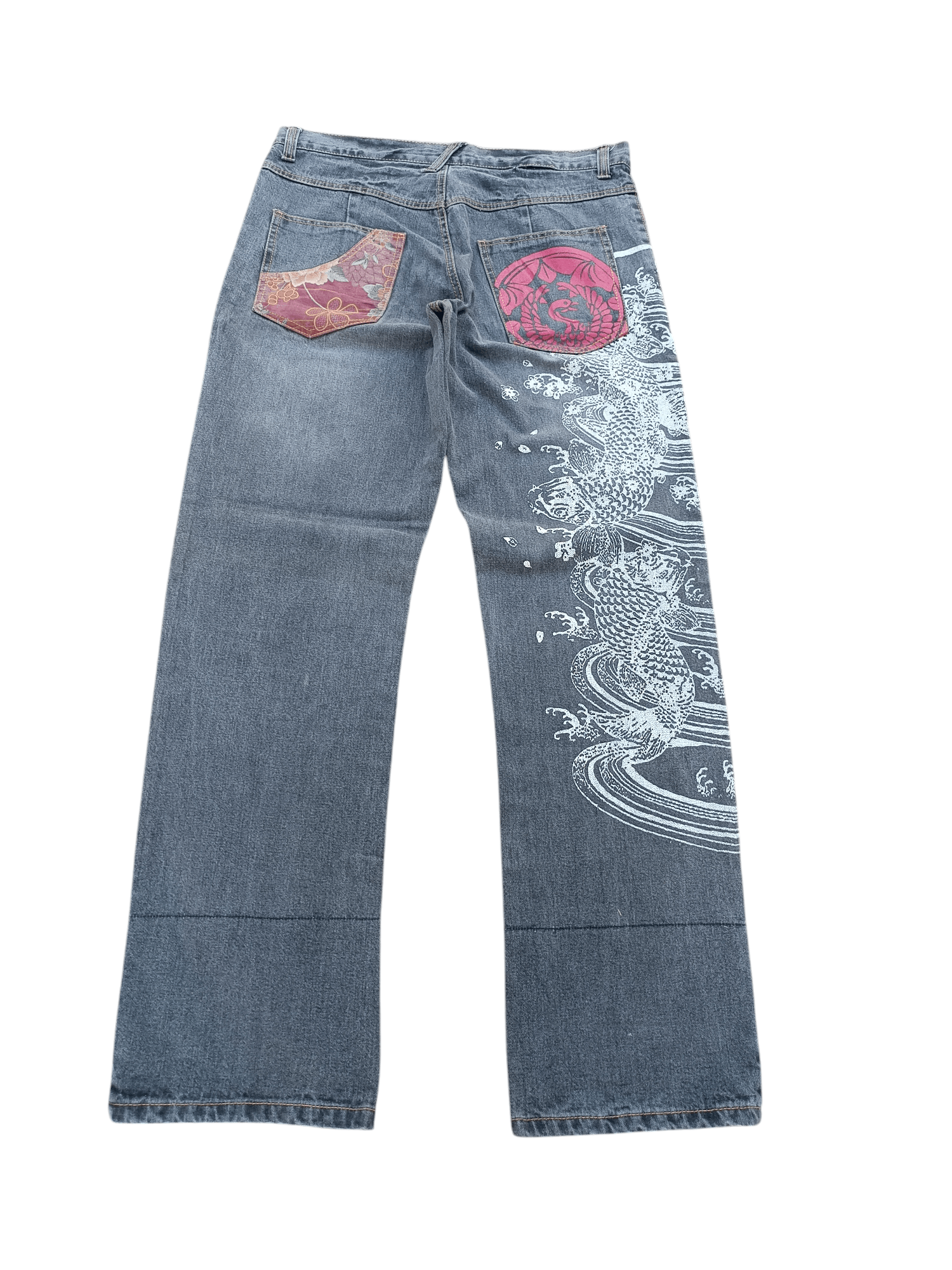 Japanese Brand RARE 🔥 Japanese Brand B-S Printed Koi Fish Floral Jeans Size US 36 / EU 52 - 13 Thumbnail