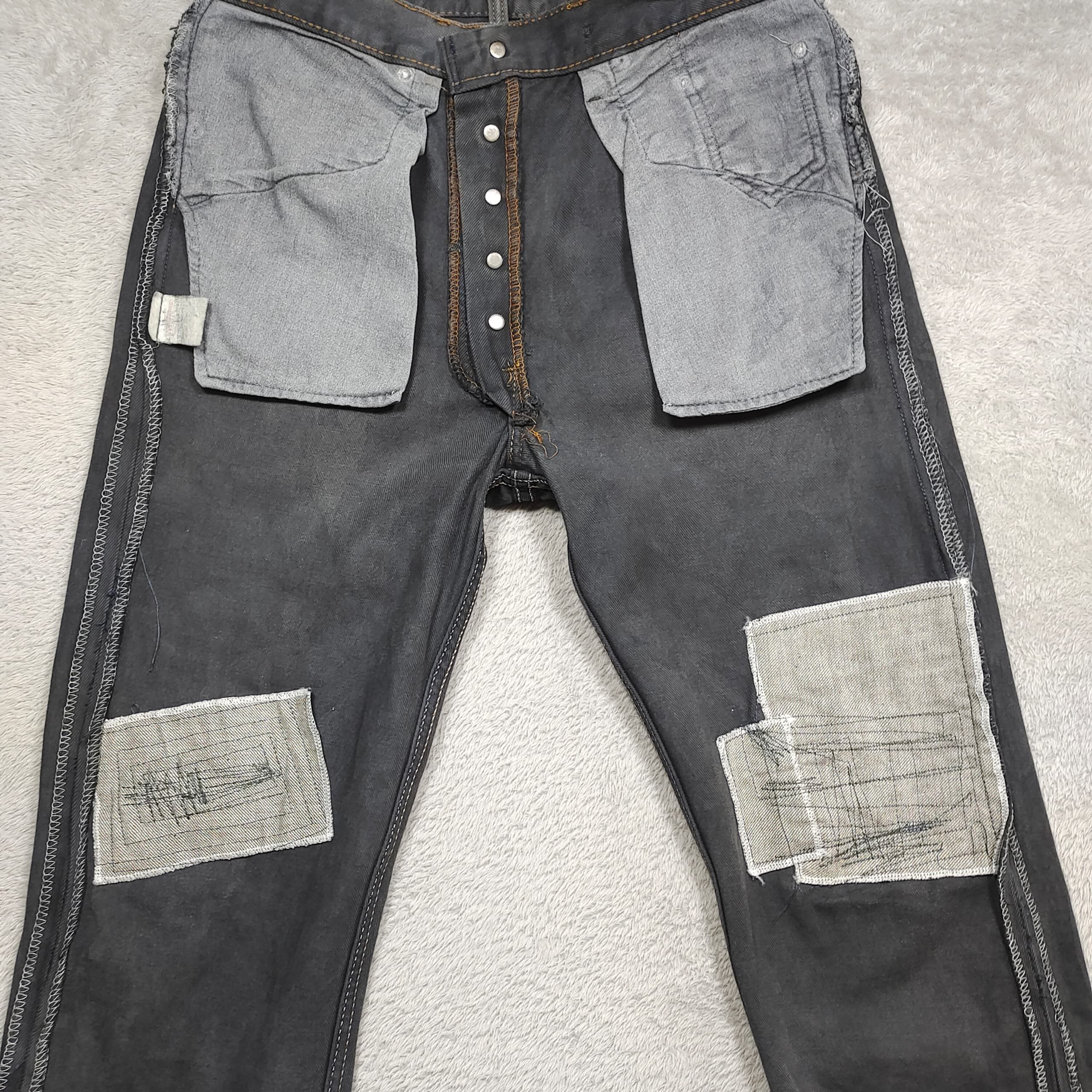Levi's Vintage 90s Levi’s 501 Overdyed Black Patched Knees Charcoal Size US 30 / EU 46 - 15 Thumbnail