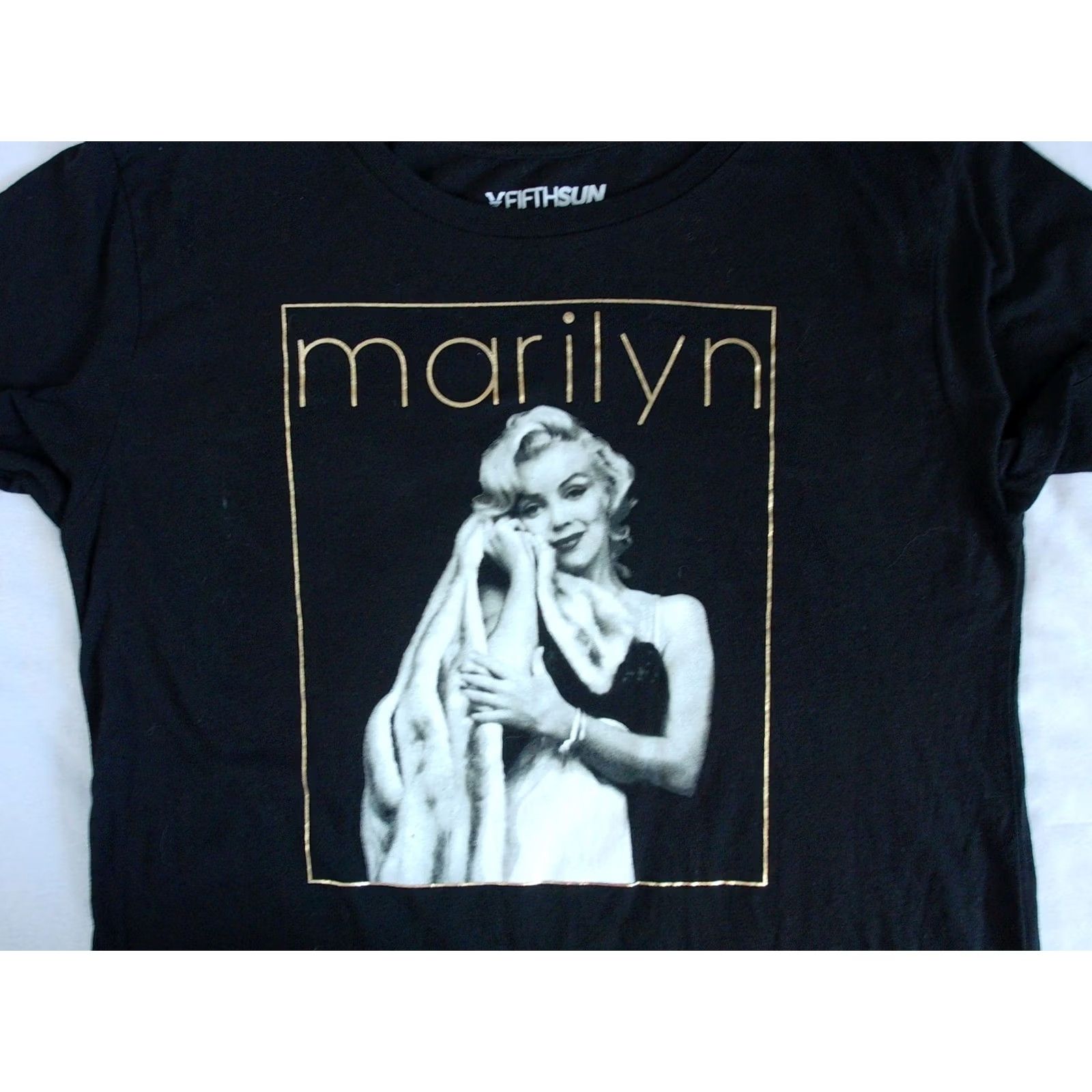 Vintage VINTAGE Fifth Sun Marilyn Monroe XL Women's T-Shirt Black Short Sleeve Glitter Size XL / US 12-14 / IT 48-50 - 2 Thumbnail