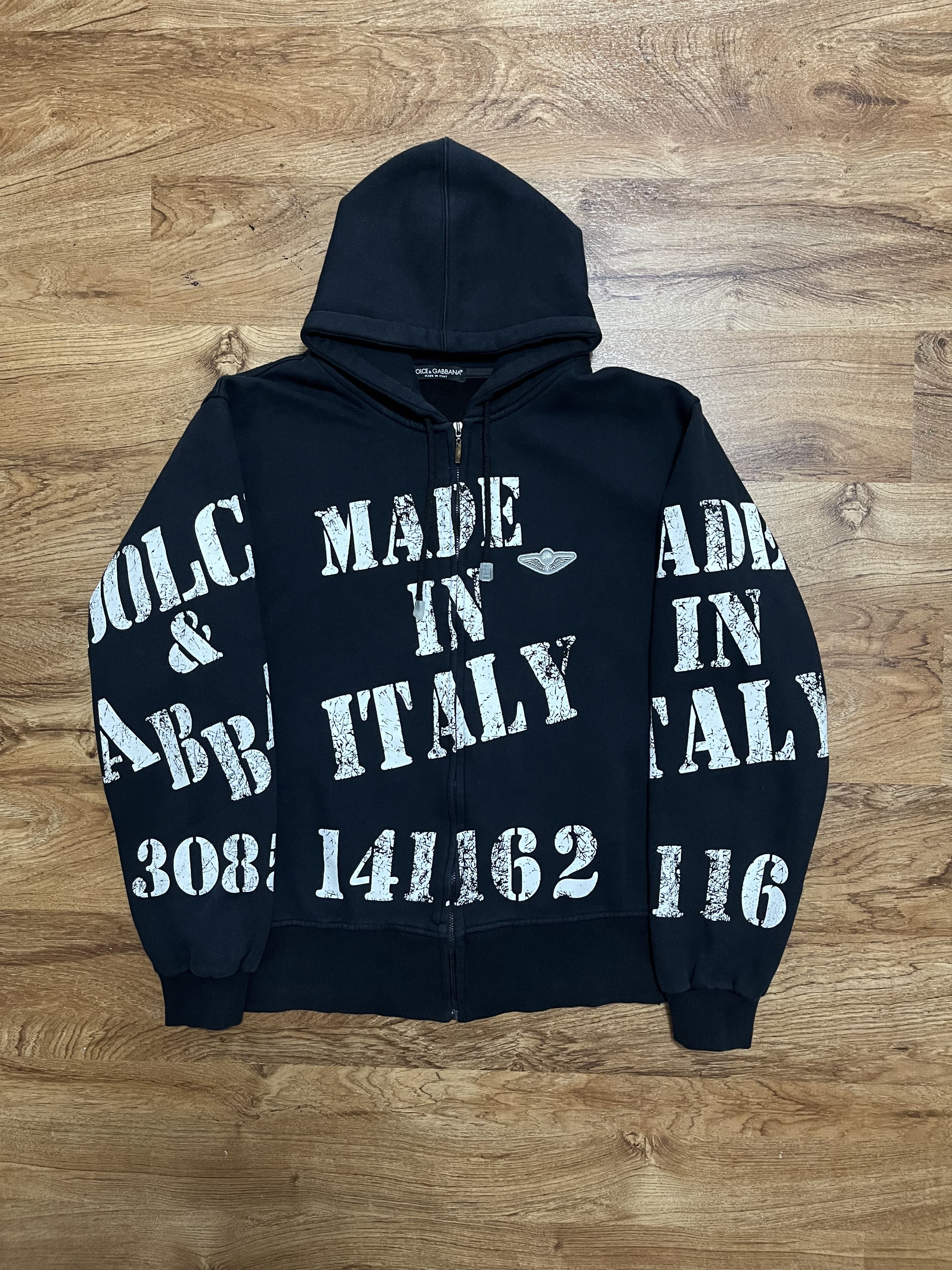 Dolce & Gabbana Dolce & Gabbana “MADE IN ITALY 141162” Graphic Zip-Up Hoodie Size US L / EU 52-54 / 3 - 1 Thumbnail