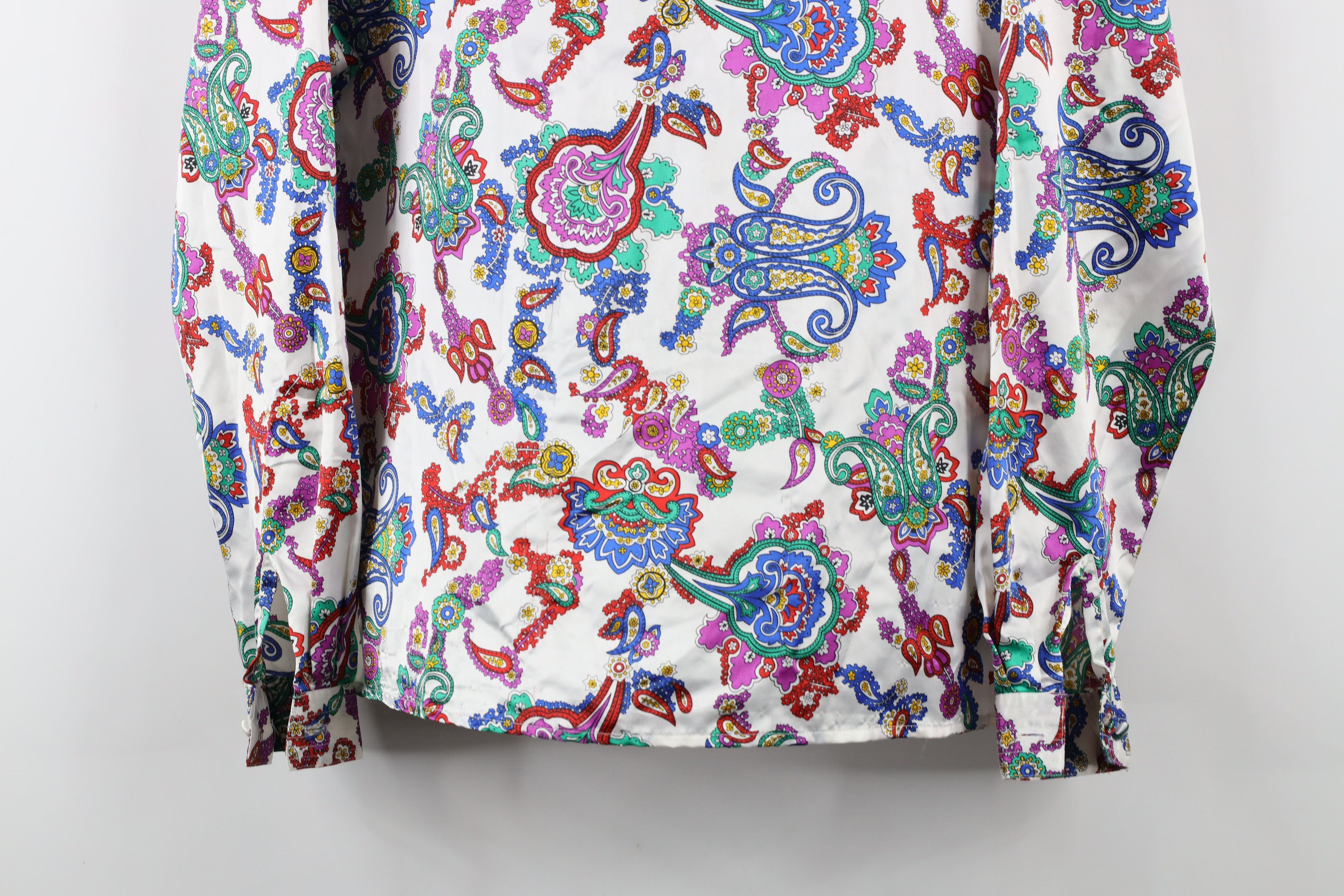 Vintage Vintage 90s Streetwear Rainbow Paisley Silky Polyester Shirt Size XXL / US 16-18 / IT 52-54 - 3 Thumbnail