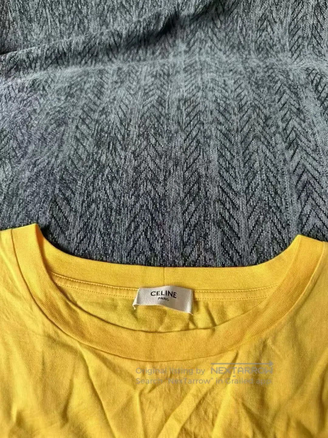 Celine CELINE Yellow Logo Short Sleeve| Size US L / EU 52-54 / 3 - 2 Thumbnail