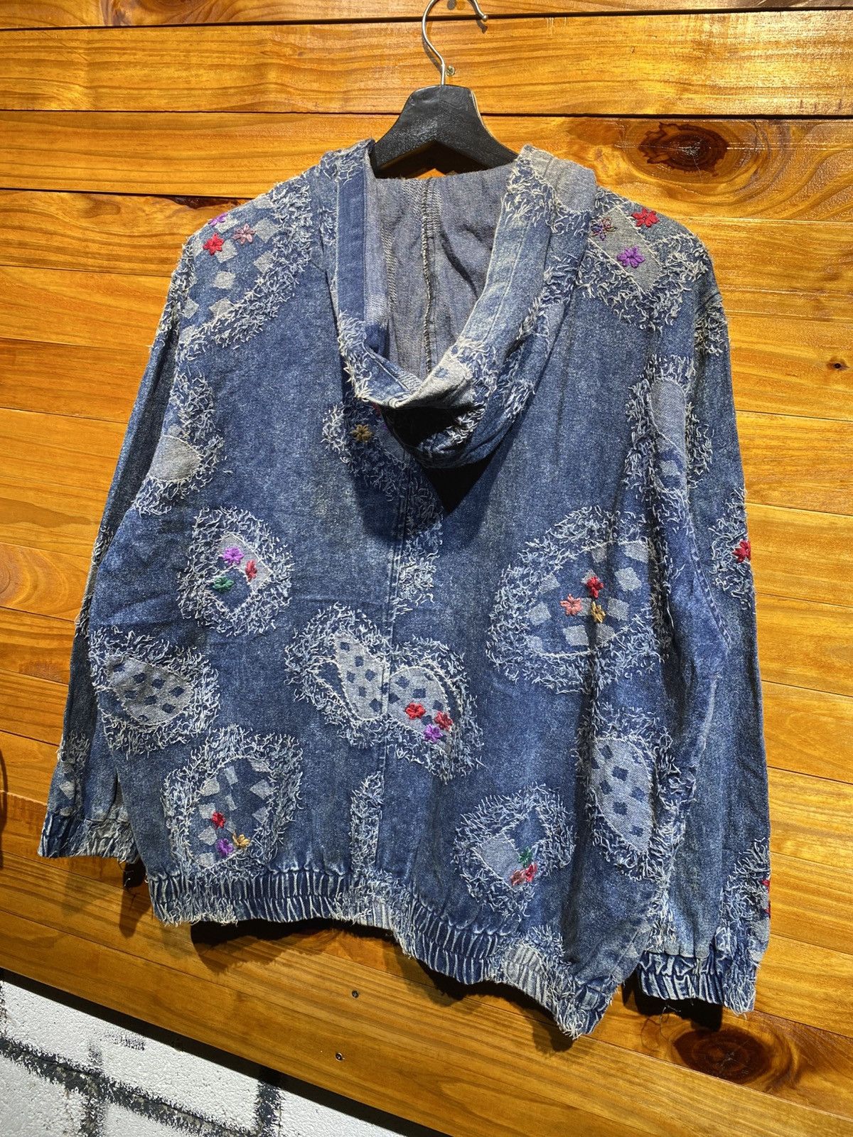 Vintage Vintage 90s Hyo Sung Embroidered Boro Denim Hoodie Jacket Size US L / EU 52-54 / 3 - 10 Thumbnail