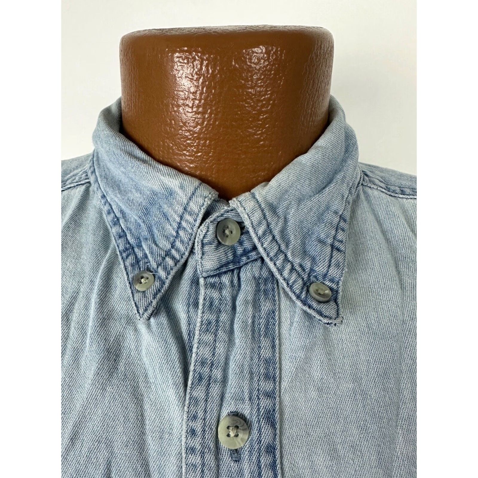 Vintage VINTAGE 90s Cactus Denim Shirt Men Medium Long Sleeve Blue Button-Up Grunge Hipster Size US M / EU 48-50 / 2 - 2 Thumbnail