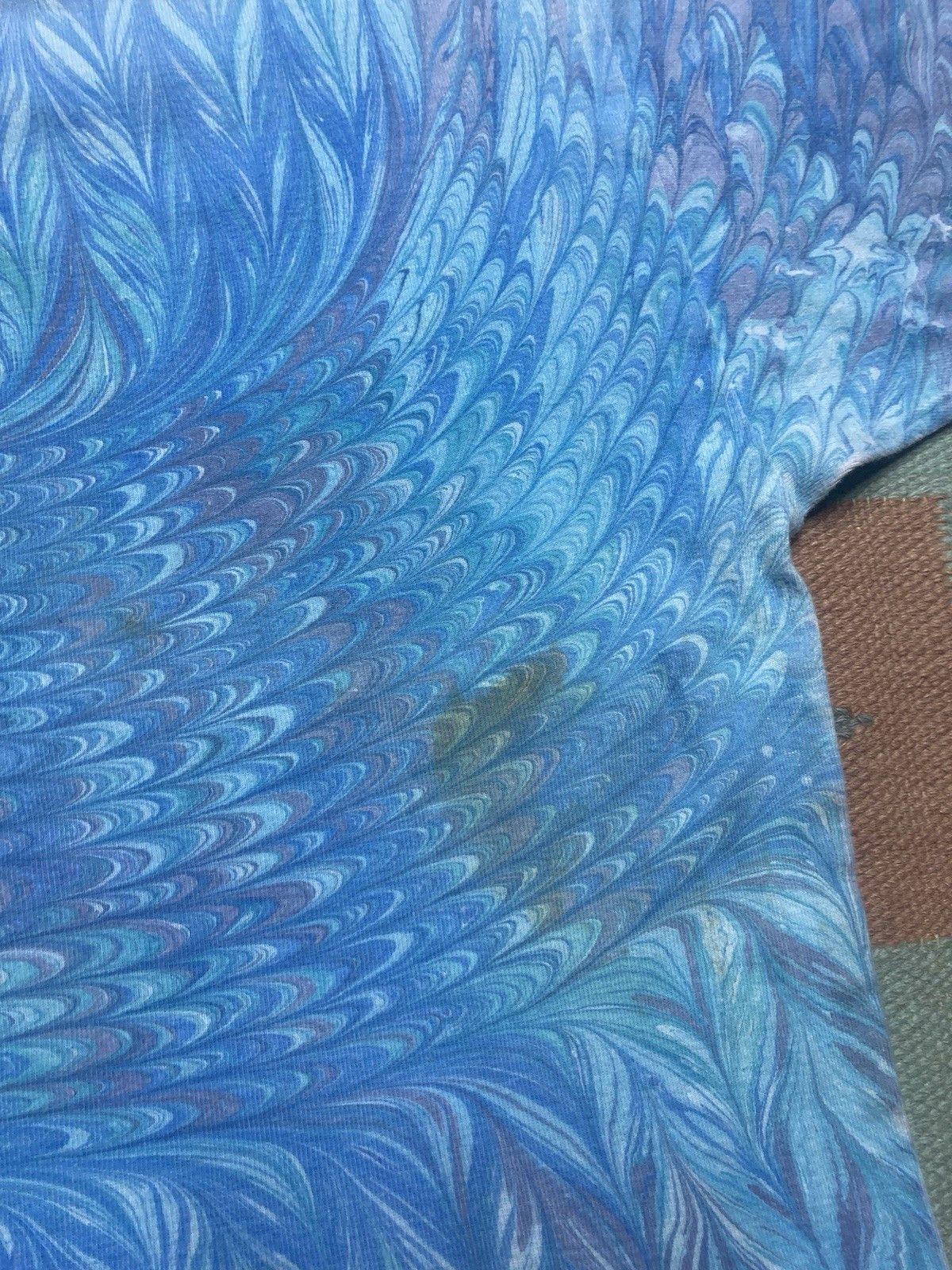 Vintage 90s t shirt peacock marble swirl print psychedelic medium Size US M / EU 48-50 / 2 - 7 Thumbnail