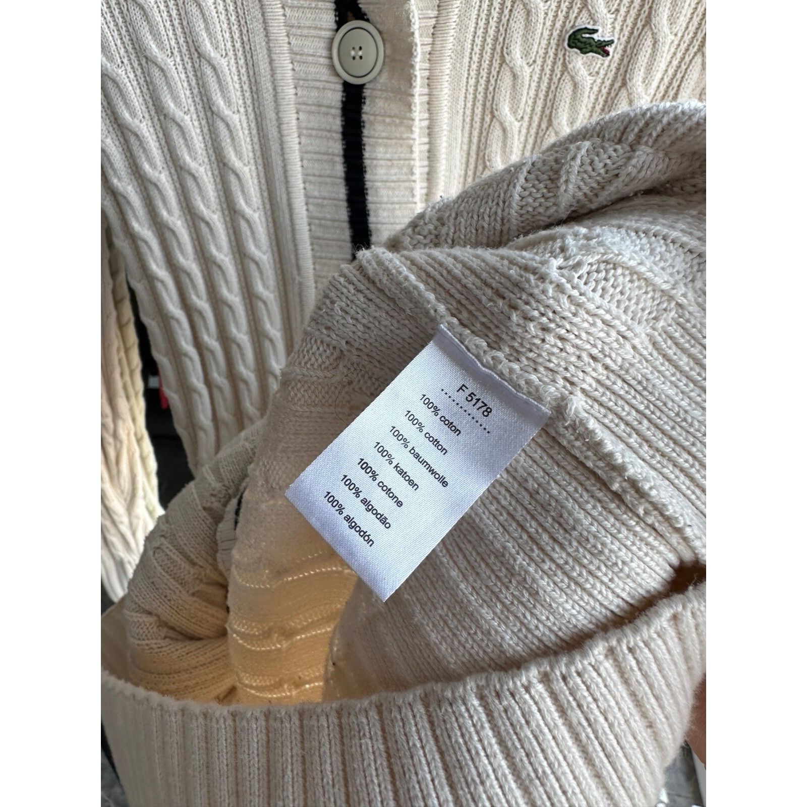 Lacoste VTG Lacoste Beige Cable Knit Buttons Dress Size M / US 6-8 / IT 42-44 - 5 Thumbnail