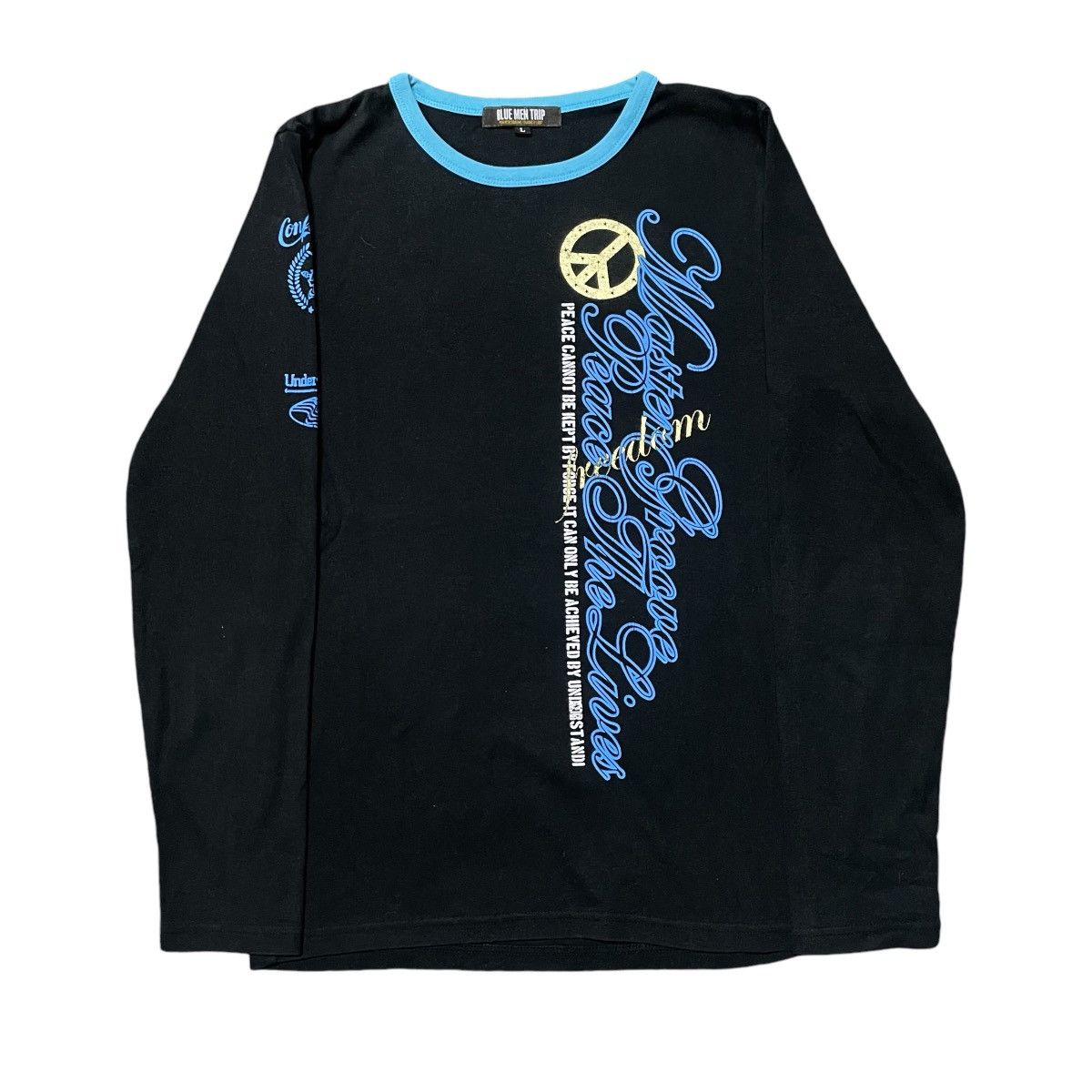 Other 💥Blue Men Trip Peace Quotes Longsleve Tees Size US S / EU 44-46 / 1 - 1 Thumbnail