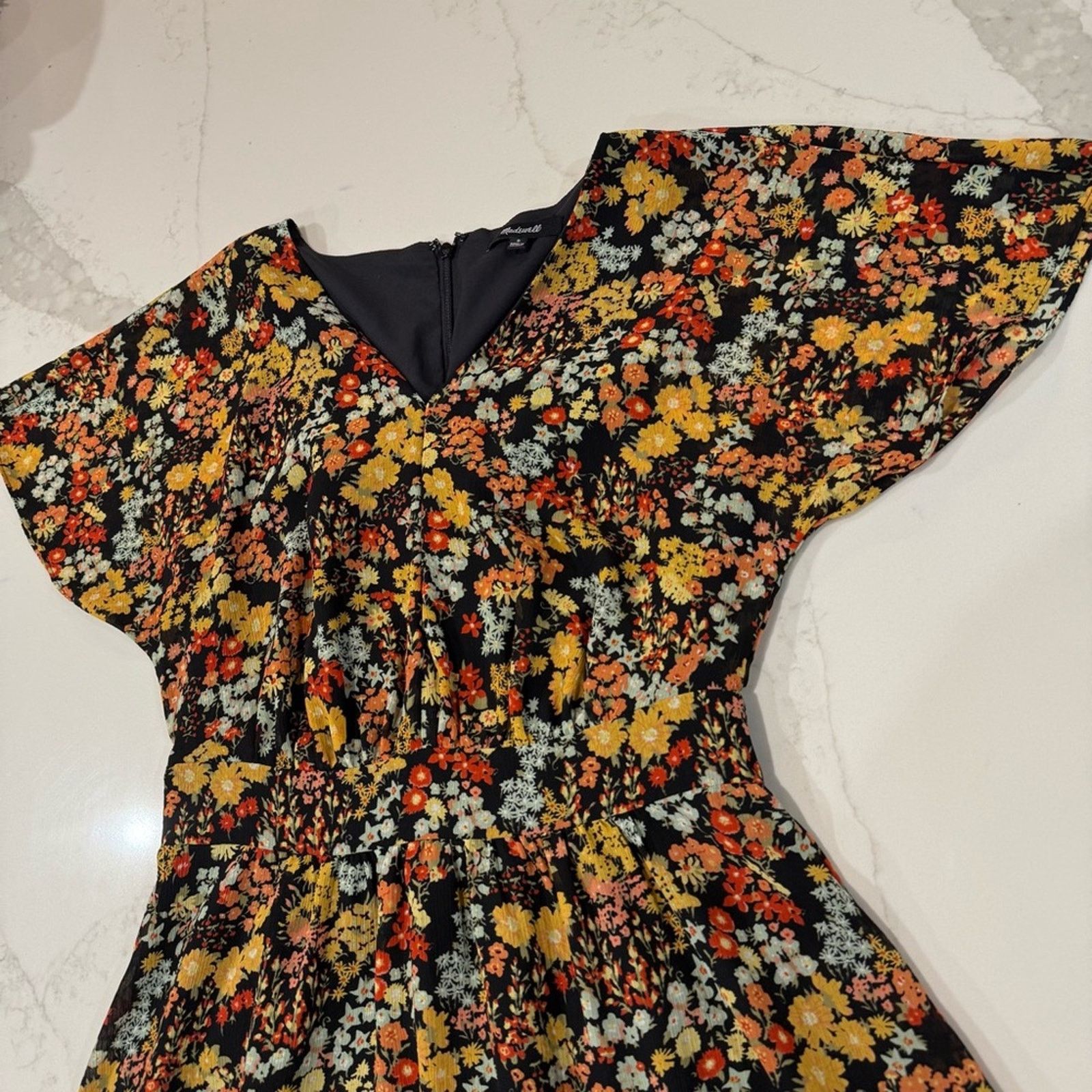 Madewell Madewell Dolman Sleeve Ruffle Hem Floral Midi Dress Womens 0 Size XS / US 0-2 / IT 36-38 - 8 Thumbnail