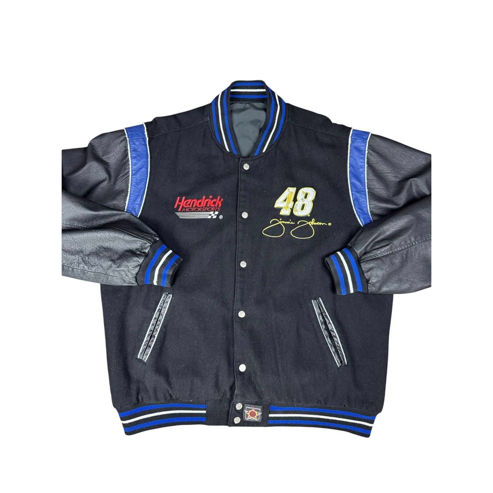 NASCAR Vintage Y2K Jimmie Johnson NASCAR Lowe's Varsity Jacket Size US XL / EU 56 / 4 - 1 Thumbnail
